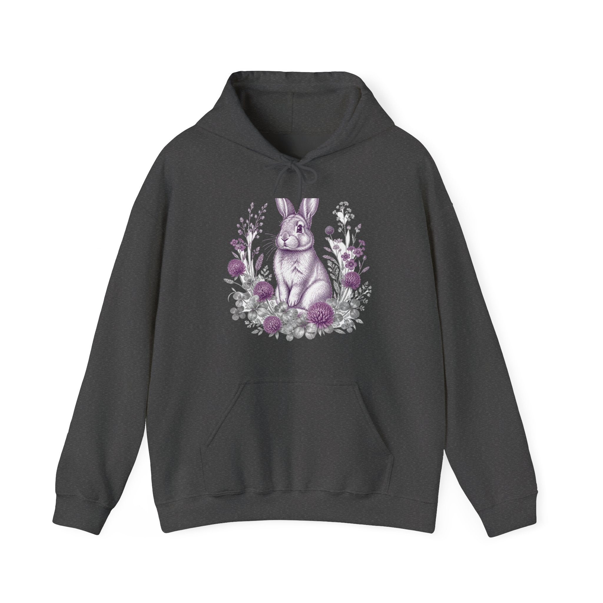 Matching Couple Sweatshirt - Fox & Rabbit Matching Couple Hooded Sweatshirt Vintage Art His Hers Wedding Gift - Design B