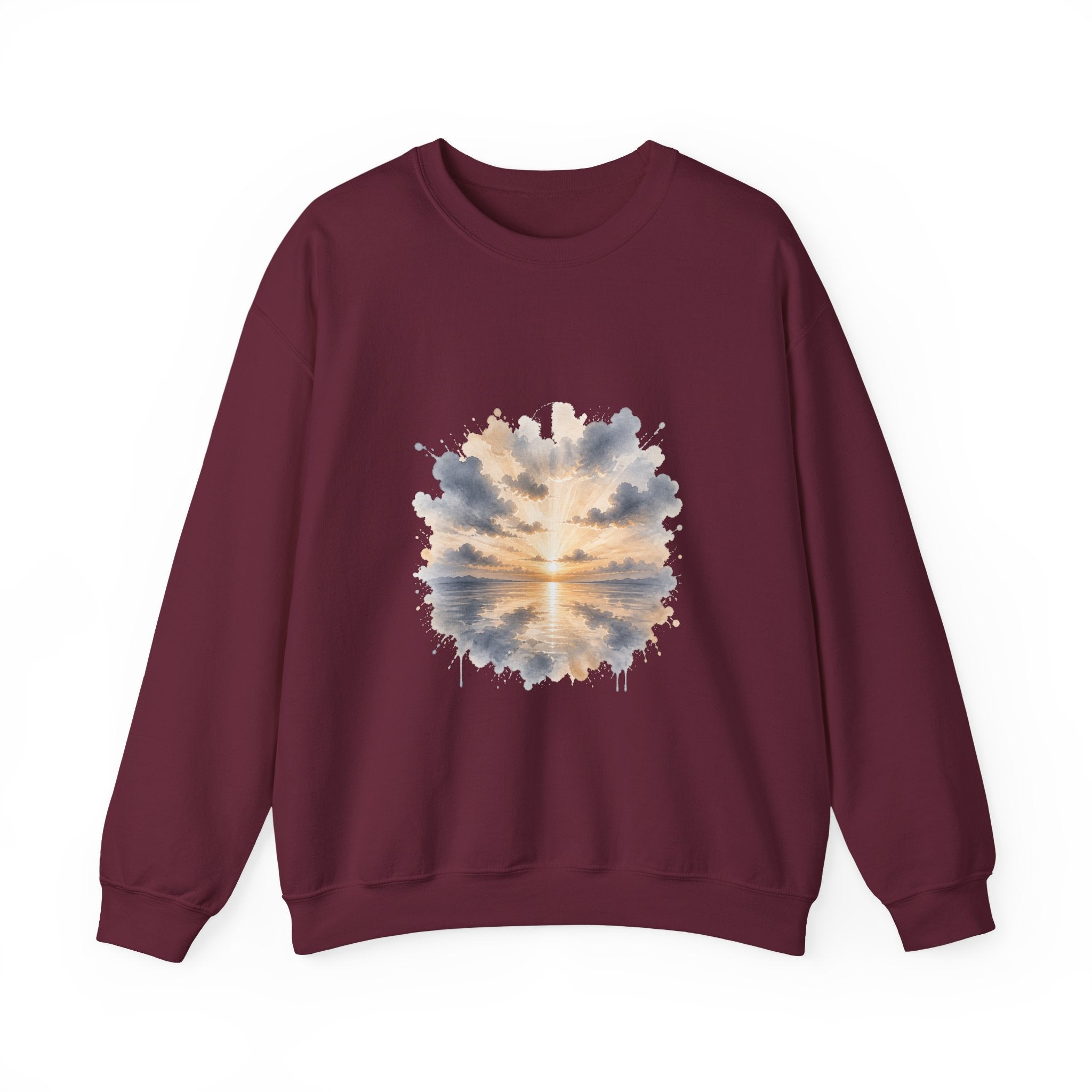 Matching Couple Sweatshirt - Sunrise & Sunset Matching Couple Premium Fleece Sweatshirt Watercolor Art His Hers Birthday Gift - Design A