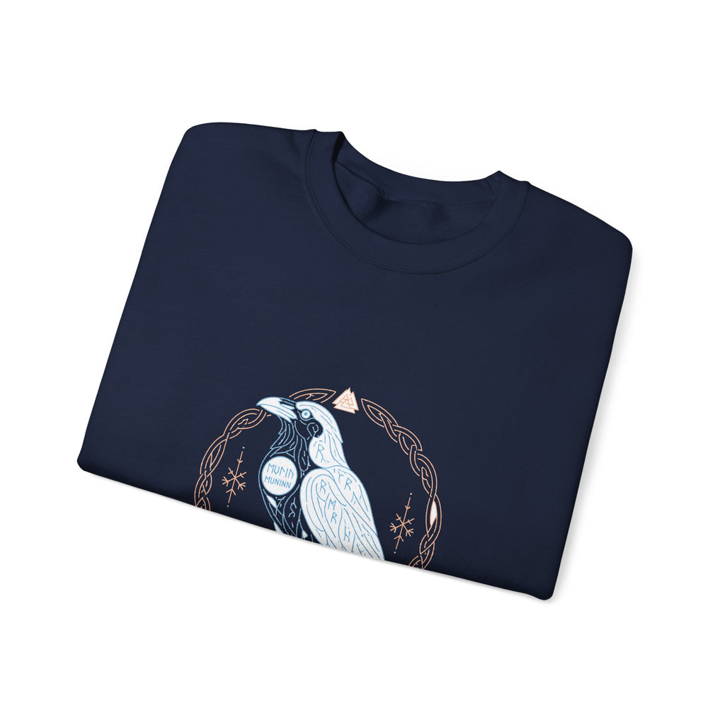 Matching Couple Sweatshirt - Huginn & Muninn Matching Couple Crewneck Sweatshirt Minimalist Art His Hers Valentine Gift - Design B
