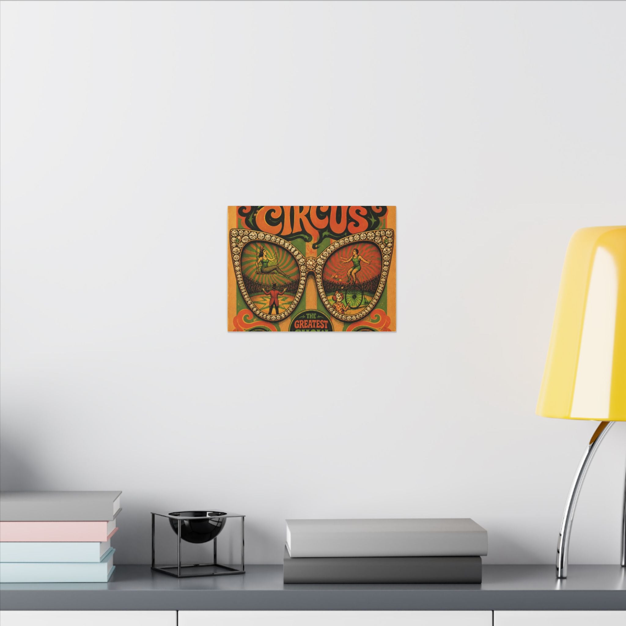 Sunglasses Circus Ring Wall Art Canvas 24×36 Psychedelic Dining Room Decor Maximalist Print