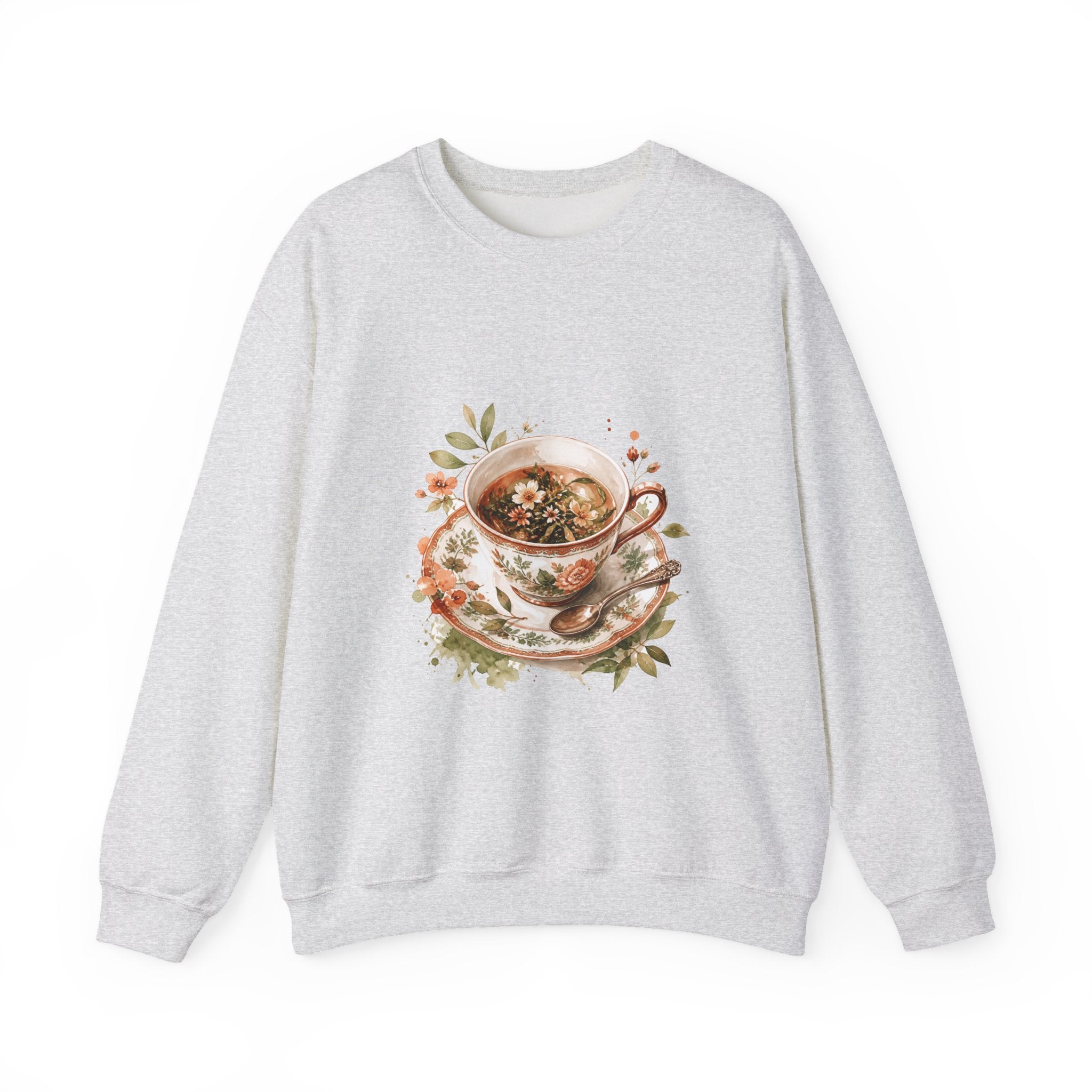 Matching Couple Sweatshirt - Coffee & Tea Matching Couple Crewneck Sweatshirt Watercolor Art His Hers Engagement Gift - Design B