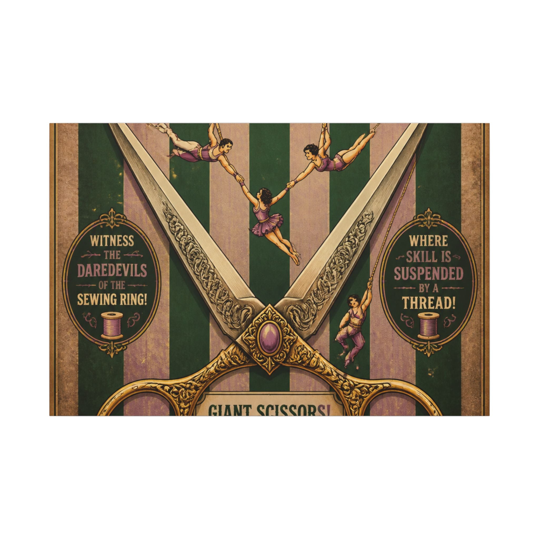 Giant Scissors Trapeze Wall Art Canvas 24×36 Vintage Circus Bedroom Decor Maximalist Print