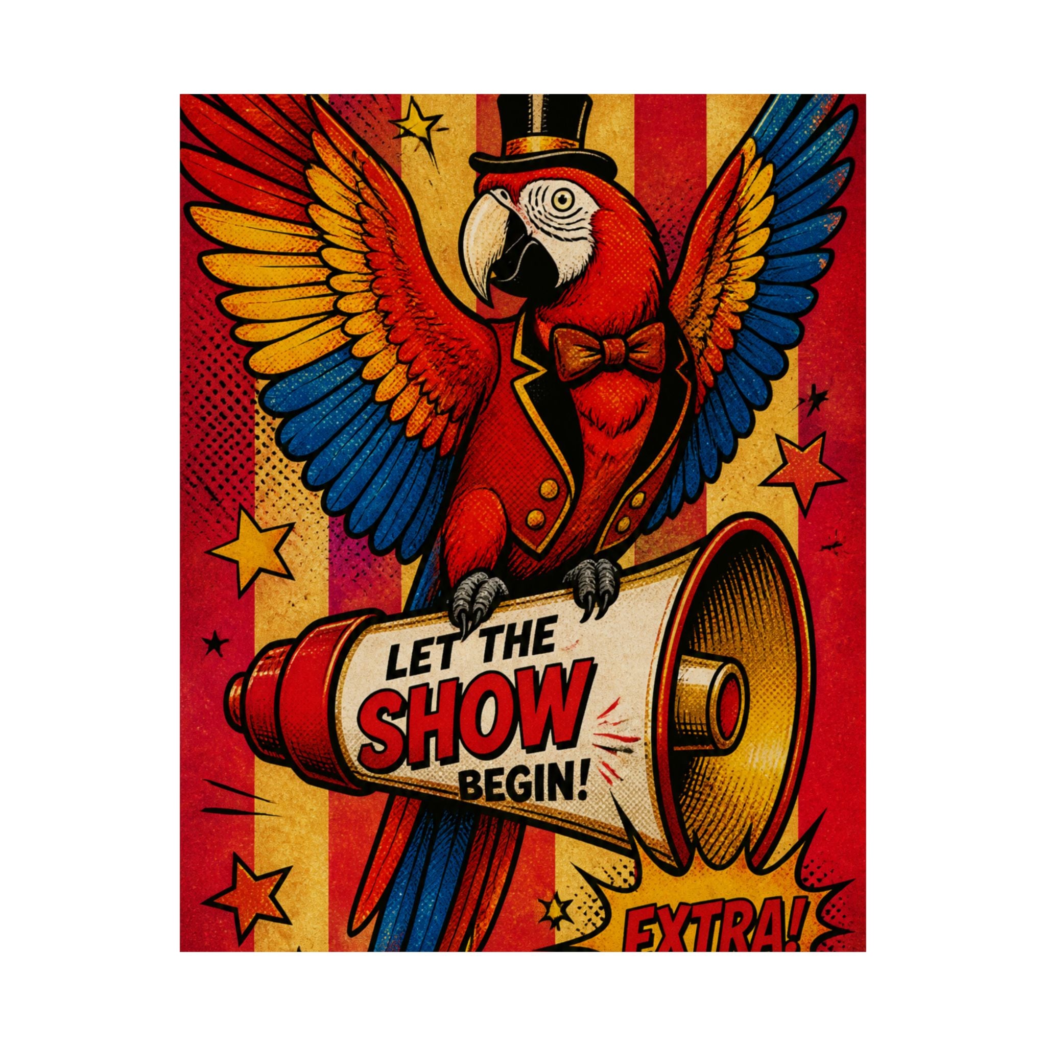 Parrot Ringmaster Wall Art Poster 24×36 Pop Art Restaurant Decor Maximalist Print