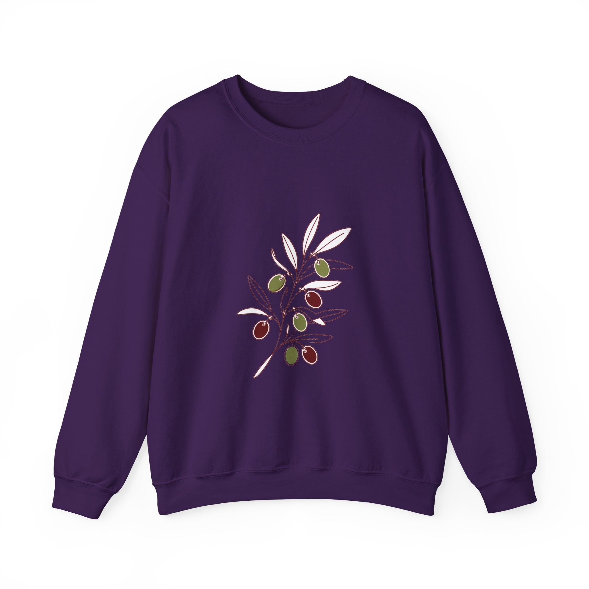 Matching Couple Sweatshirt - Olive Branch & Fig Matching Couple Crewneck Sweatshirt Minimalist Art His Hers Valentine Gift - Design A