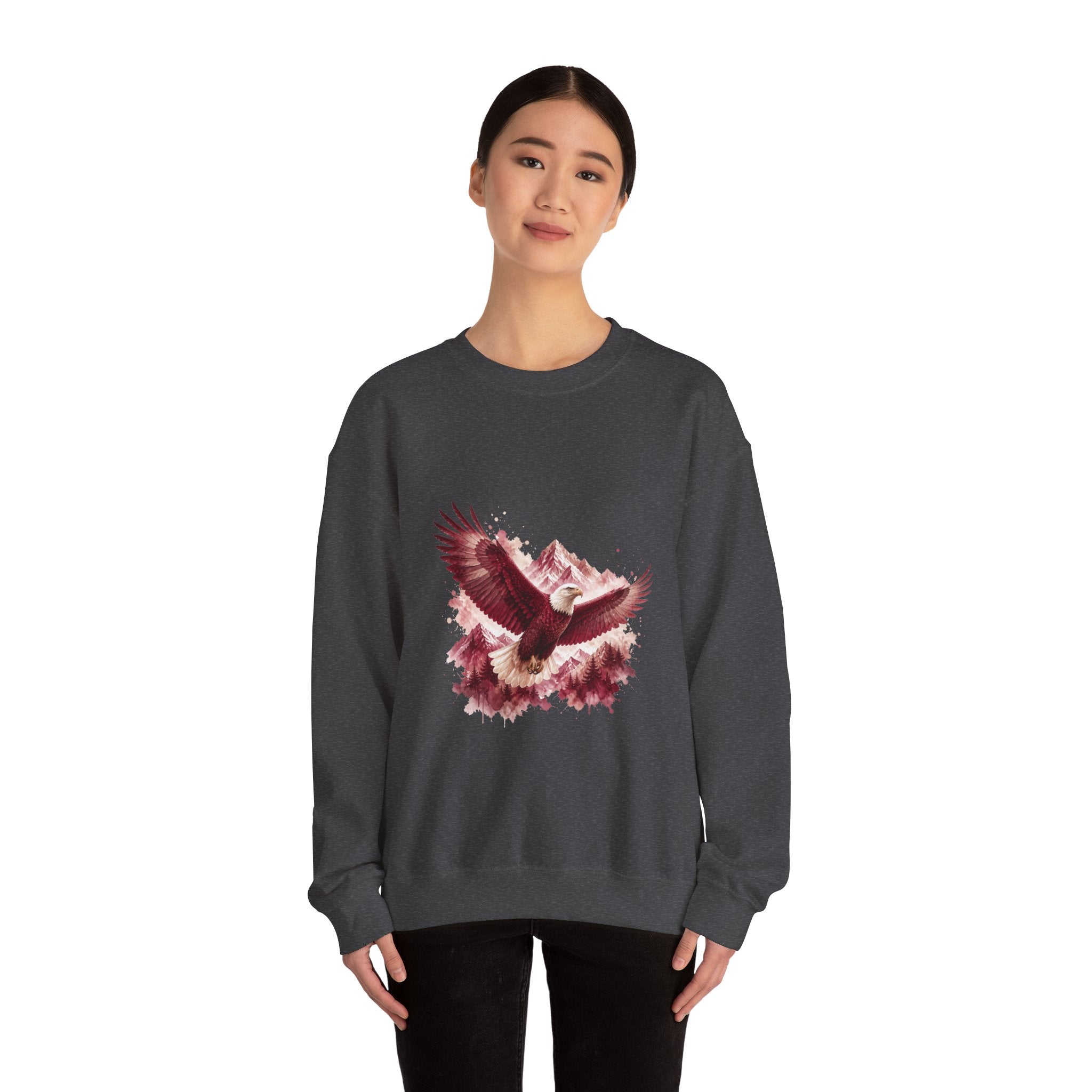 Matching Couple Sweatshirt - Eagle & Whale Matching Couple Crewneck Sweatshirt Watercolor Art His Hers Engagement Gift - Design A