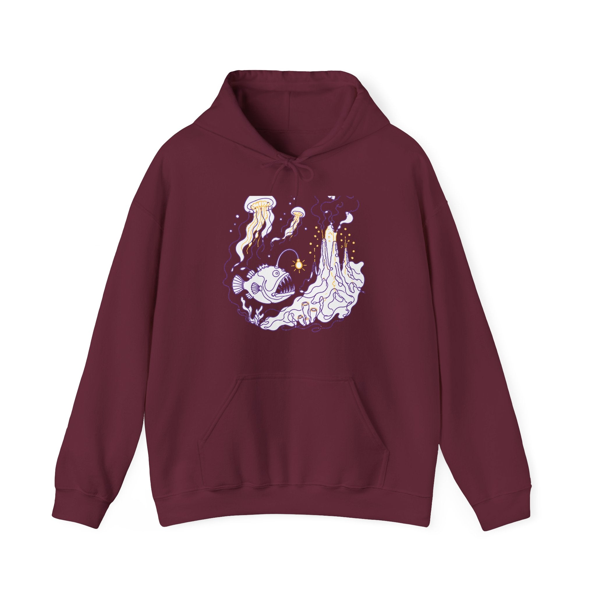 Matching Couple Sweatshirt - Coral Reef & Deep Sea Matching Couple Hooded Sweatshirt Minimalist Art His Hers Valentine Gift - Design B