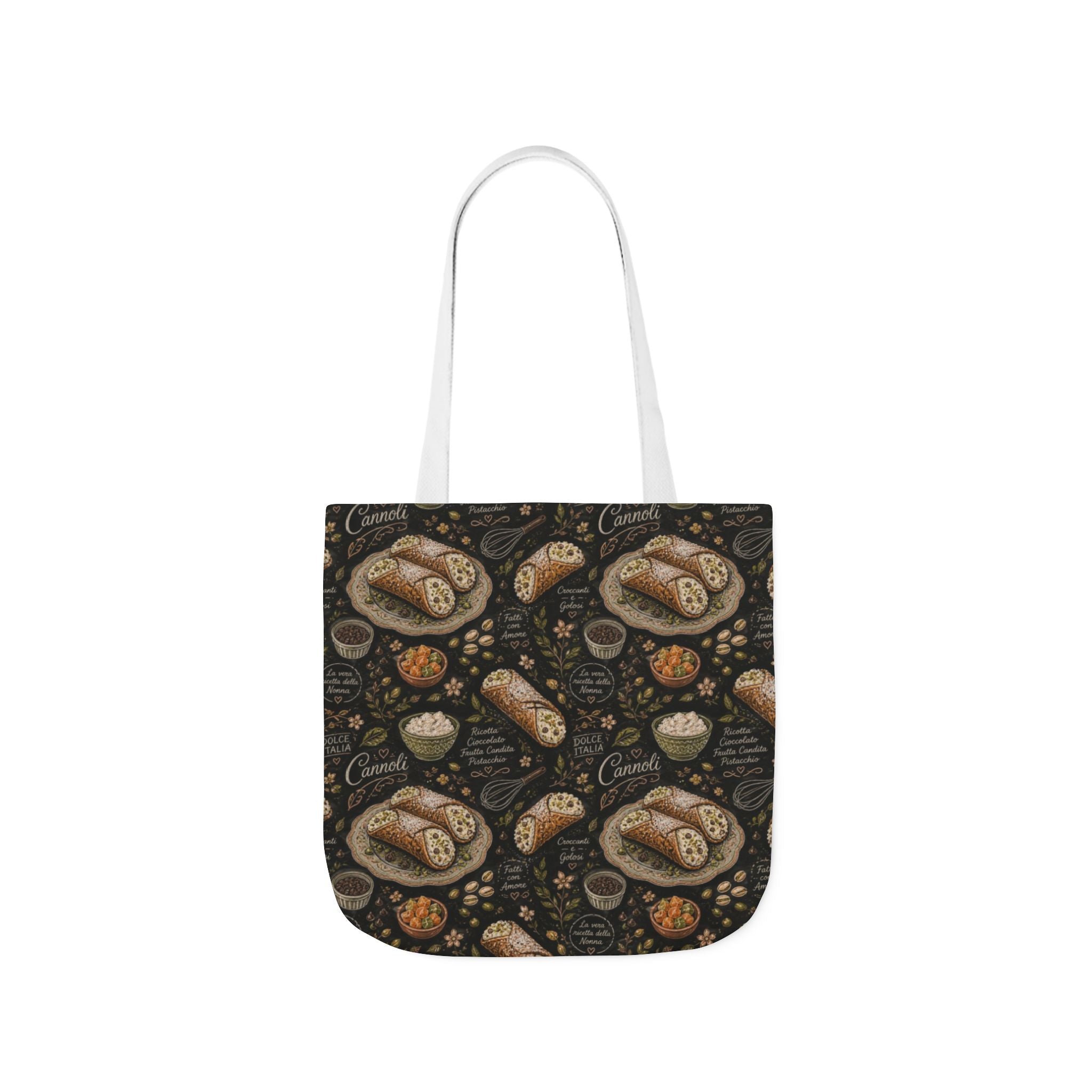 Sicilian Cannoli Canvas Tote Bag Mediterranean Kitchen Chalk Art Design Italian Cottagecore Gift