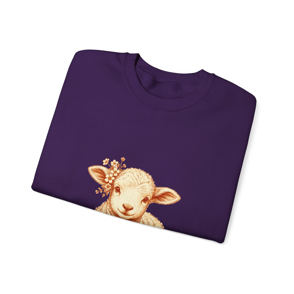 Matching Couple Sweatshirt - Lion & Lamb Matching Couple Comfort Colors Crew Hand-Drawn Art His Hers Anniversary Gift - Design B