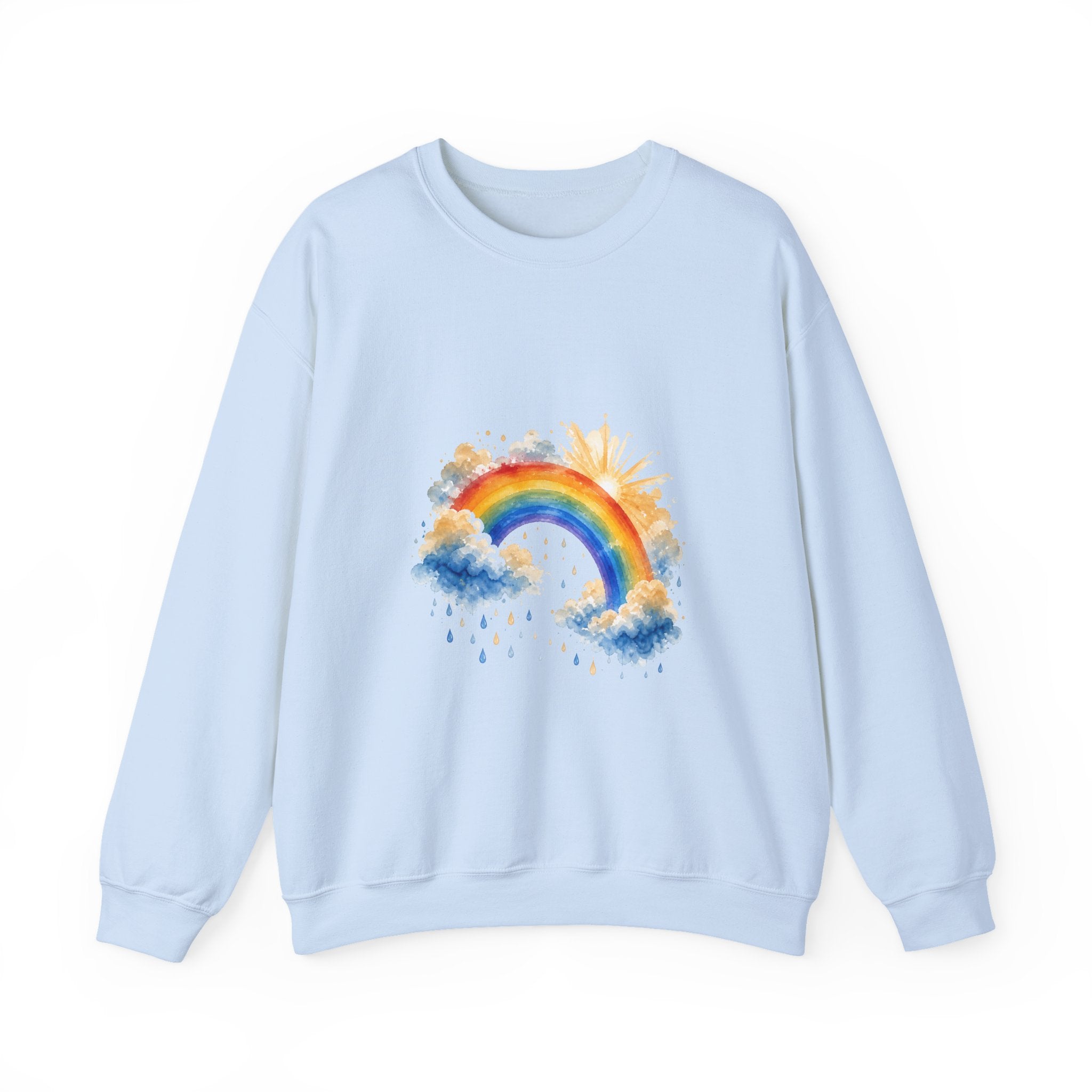 Matching Couple Sweatshirt - Storm & Rainbow Matching Couple Comfort Colors Crew Watercolor Art His Hers Birthday Gift - Design B