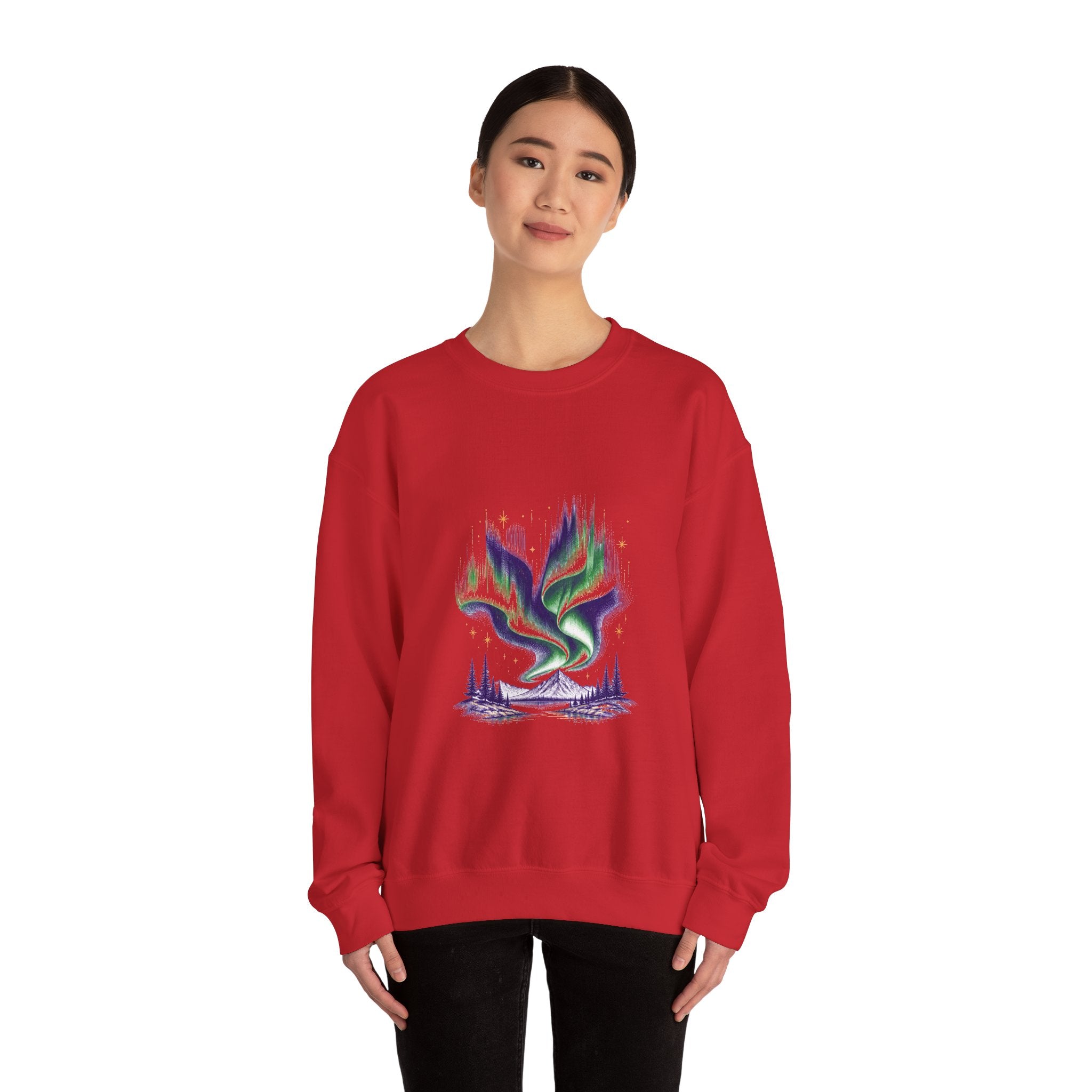 Matching Couple Sweatshirt - Aurora & Southern Cross Matching Couple Premium Fleece Sweatshirt Hand-Drawn Art His Hers Anniversary Gift - Design A