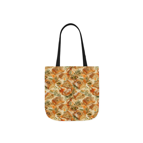 Ciabatta Rolls Canvas Tote Bag Mediterranean Kitchen Watercolor Splash Design Italian Cottagecore Gift