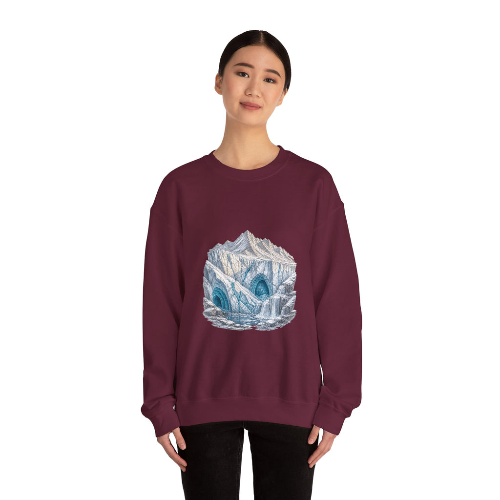 Matching Couple Sweatshirt - Volcano & Glacier Matching Couple Comfort Colors Crew Hand-Drawn Art His Hers Anniversary Gift - Design B