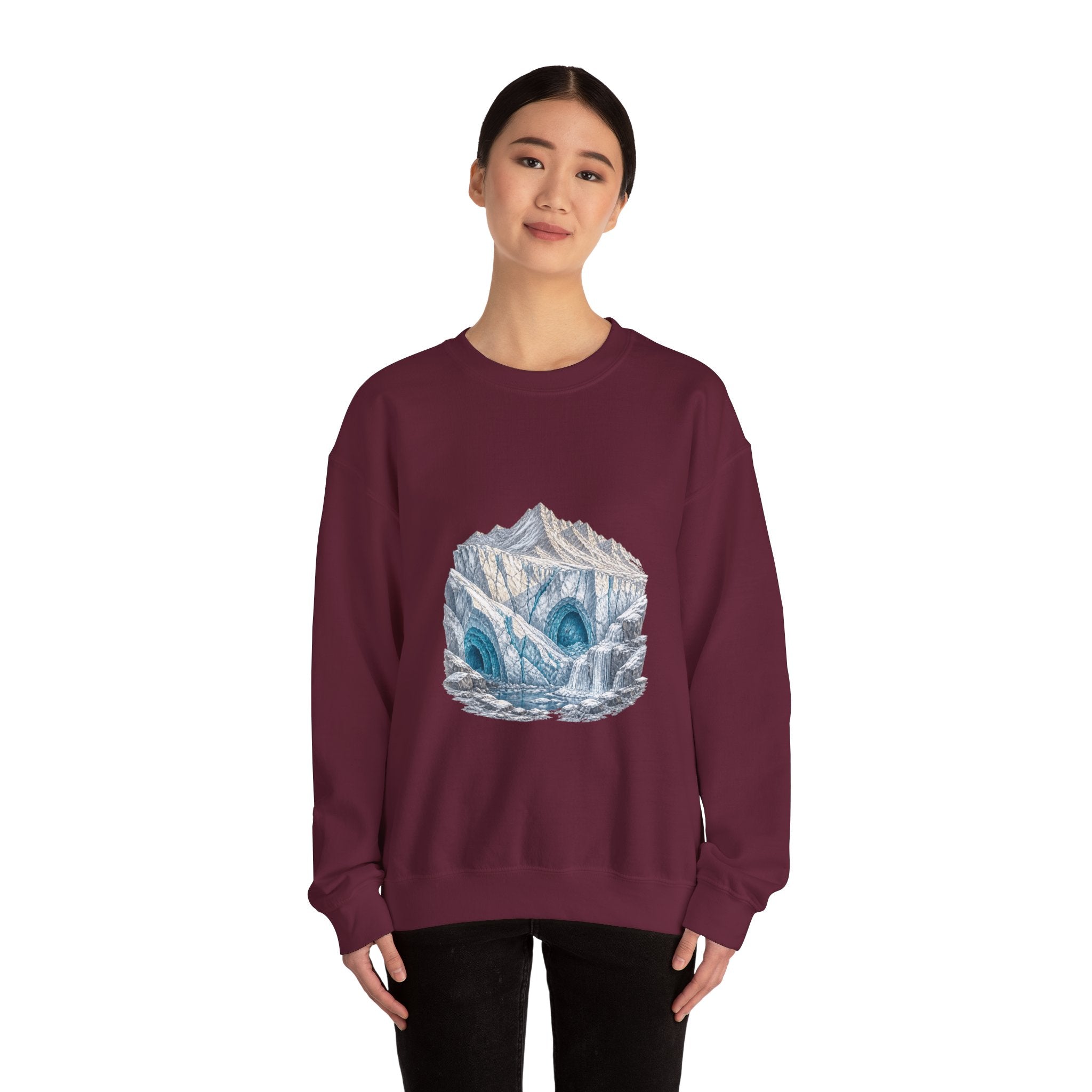 Matching Couple Sweatshirt - Volcano & Glacier Matching Couple Comfort Colors Crew Hand-Drawn Art His Hers Anniversary Gift - Design B