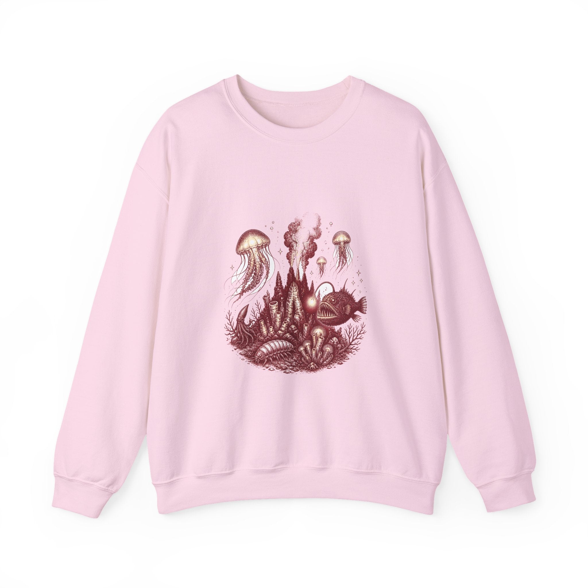 Matching Couple Sweatshirt - Coral Reef & Deep Sea Matching Couple Premium Fleece Sweatshirt Hand-Drawn Art His Hers Anniversary Gift - Design B