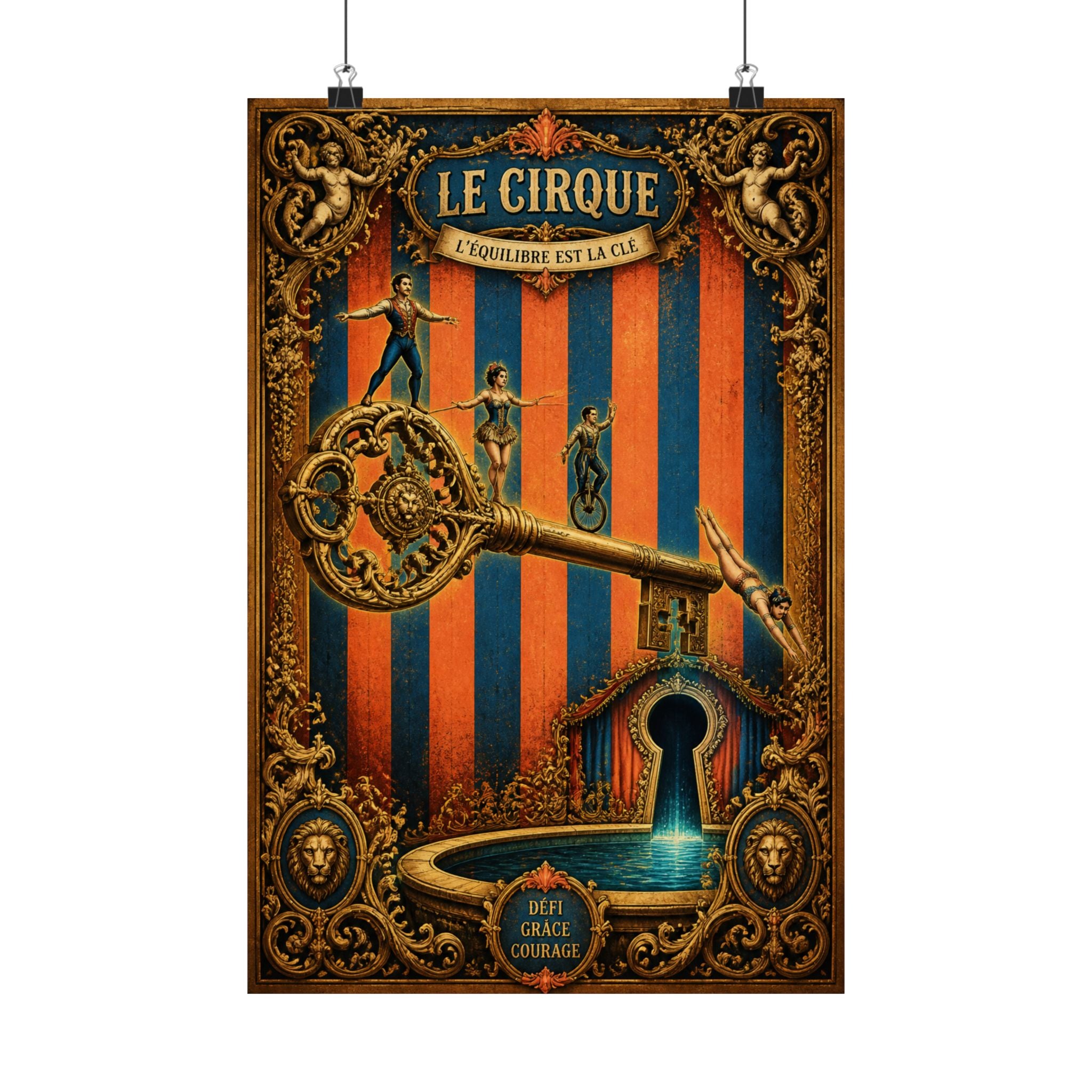 Giant Key Performance Wall Art Poster 18×24 Baroque Home Office Decor Maximalist Print