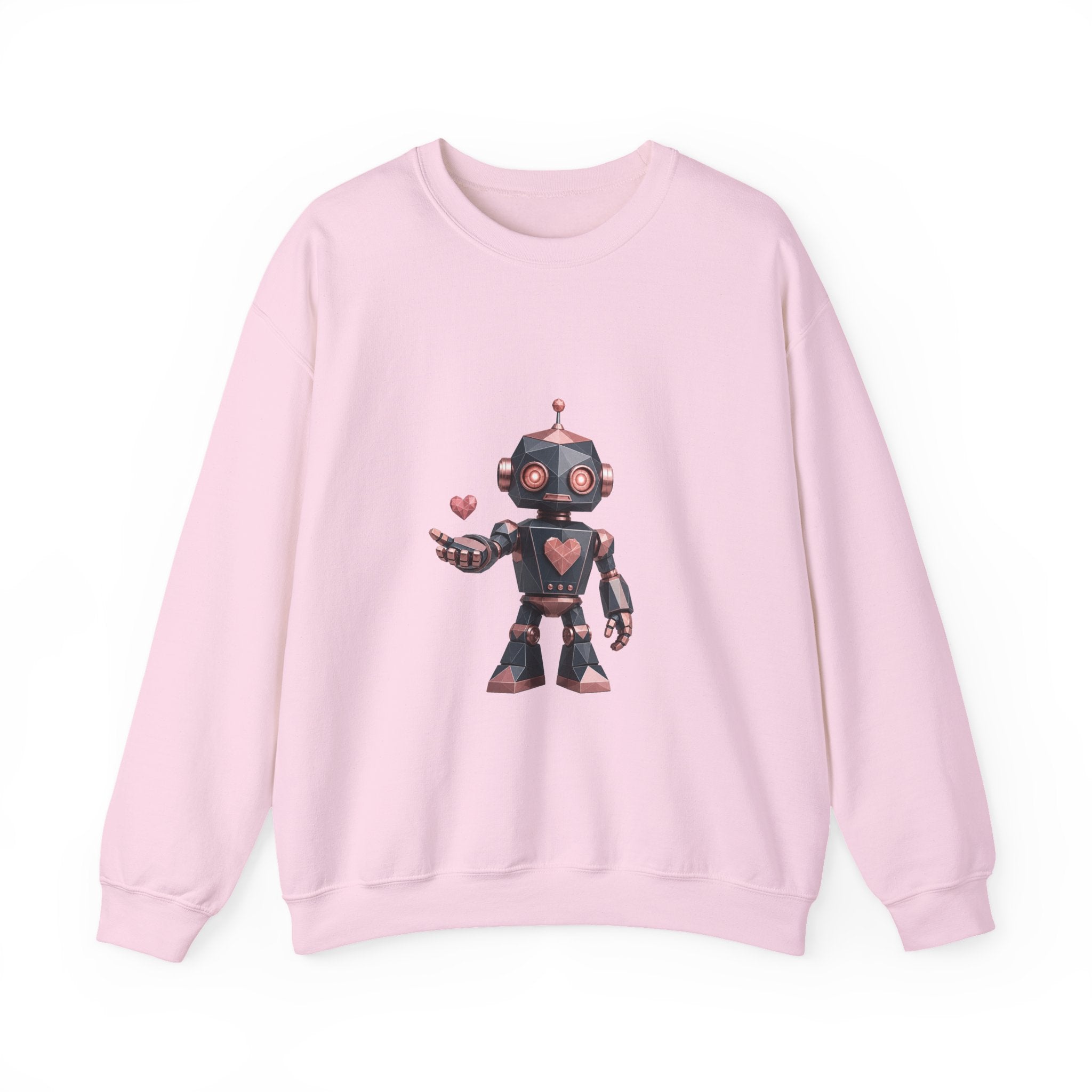 Matching Couple Sweatshirt - Robot & Heart Matching Couple Premium Fleece Sweatshirt Geometric Art His Hers Love Gift - Design A