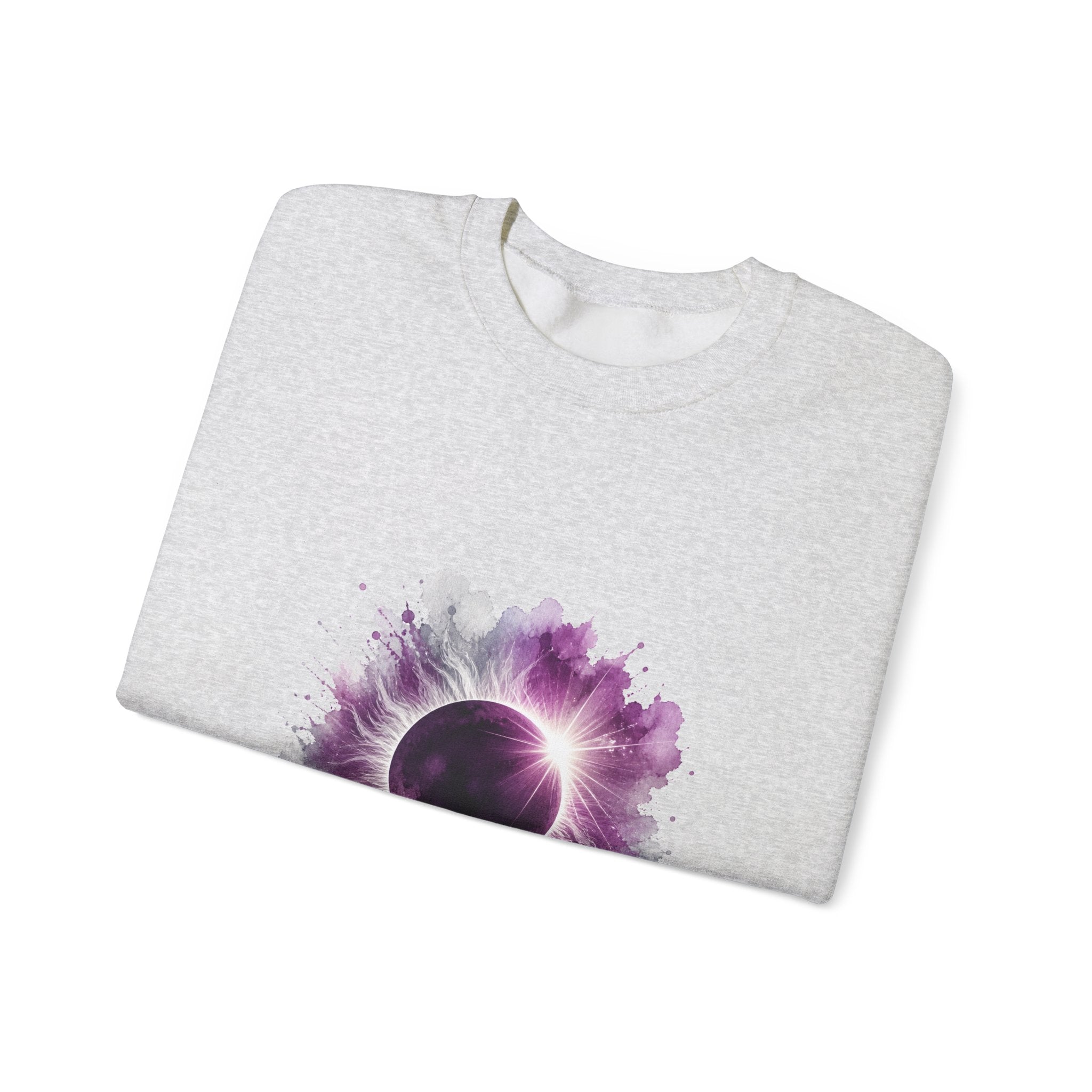 Matching Couple Sweatshirt - Solar & Lunar Eclipse Matching Couple Premium Fleece Sweatshirt Watercolor Art His Hers Birthday Gift - Design A