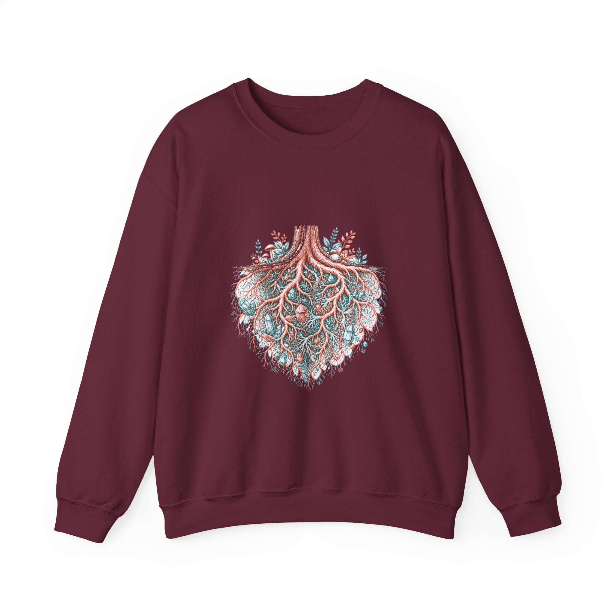 Matching Couple Sweatshirt - Ancient Oak & Deep Roots Matching Couple Crewneck Sweatshirt Hand-Drawn Art His Hers Best Friend Gift - Design B