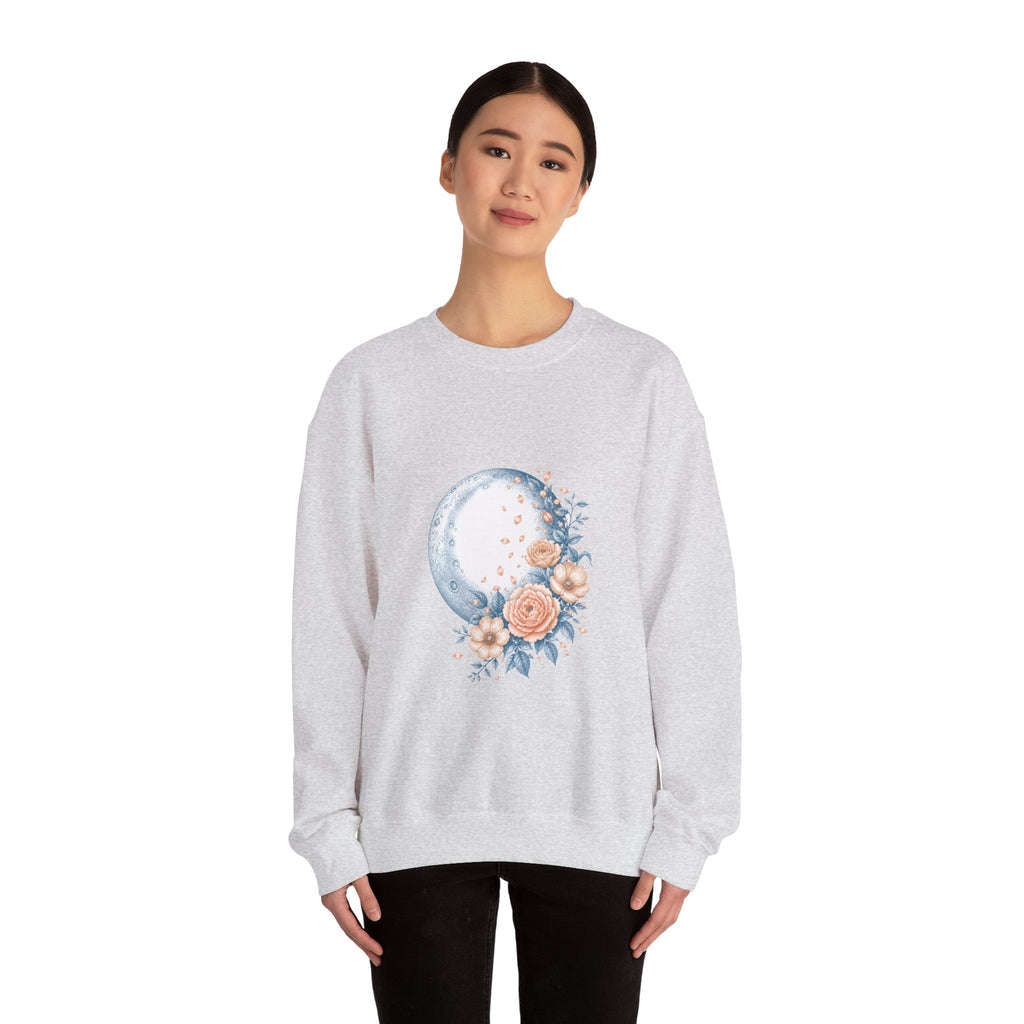 Matching Couple Sweatshirt - Waxing & Waning Moon Matching Couple Crewneck Sweatshirt Vintage Art His Hers Wedding Gift - Design B