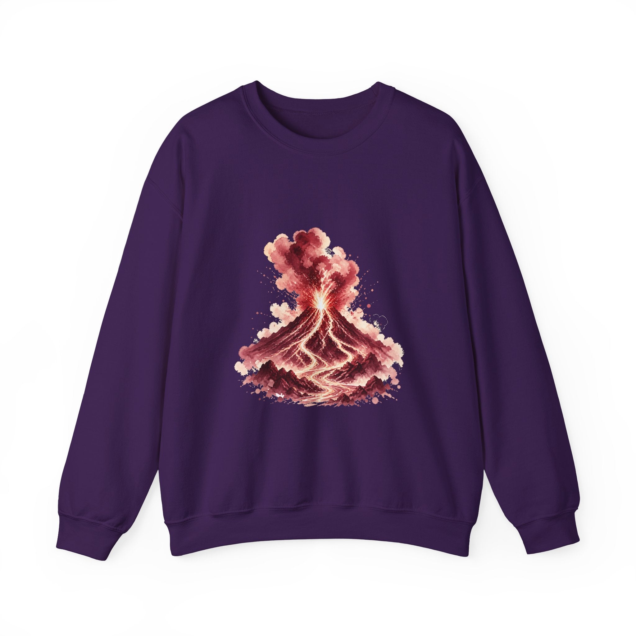 Matching Couple Sweatshirt - Volcano & Glacier Matching Couple Comfort Colors Crew Watercolor Art His Hers Birthday Gift - Design A