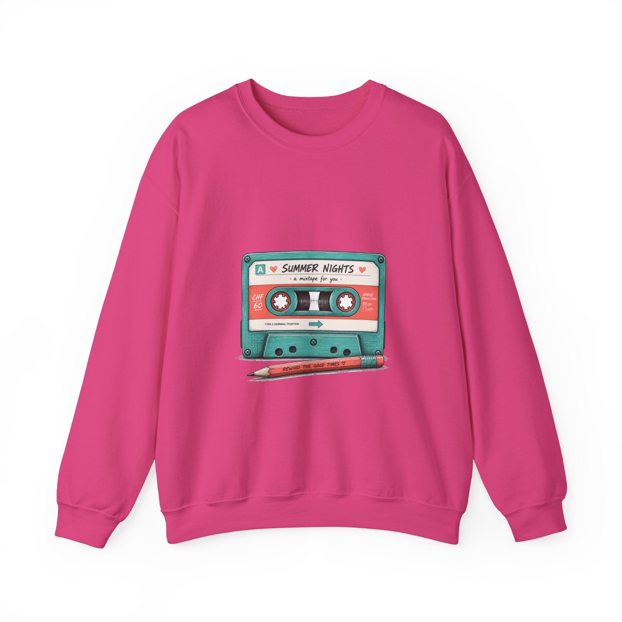 Matching Couple Sweatshirt - Vinyl & Cassette Matching Couple Comfort Colors Crew Hand-Drawn Art His Hers Anniversary Gift - Design B