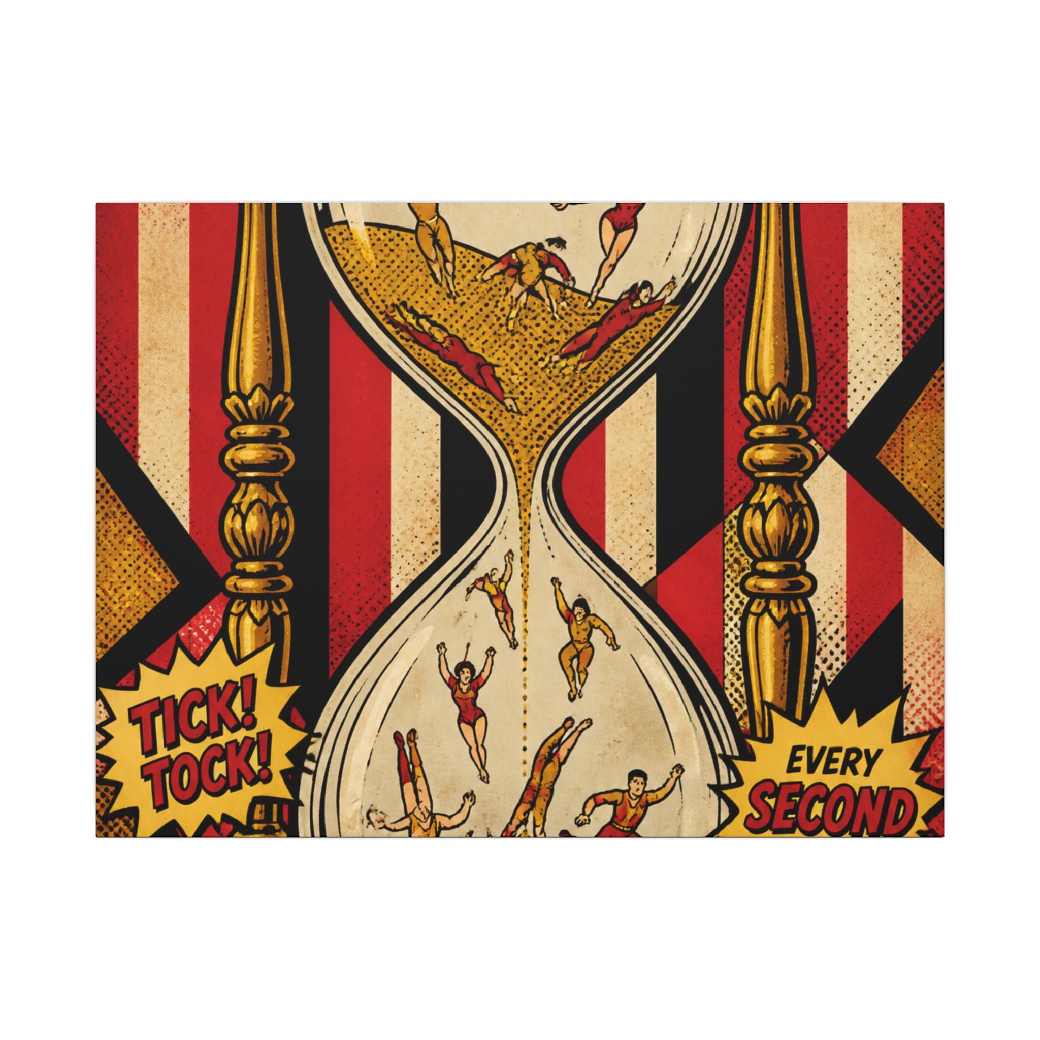 Hourglass Acrobats Wall Art Canvas 16×20 Pop Art Living Room Decor Maximalist Print