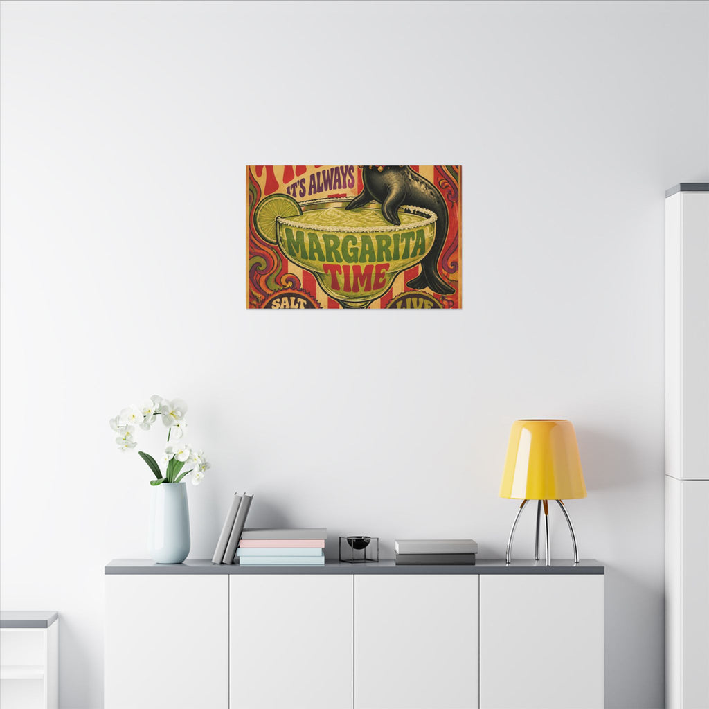 Margarita Balancing Seal Wall Art Canvas 24×36 Psychedelic Dining Room Decor Maximalist Print