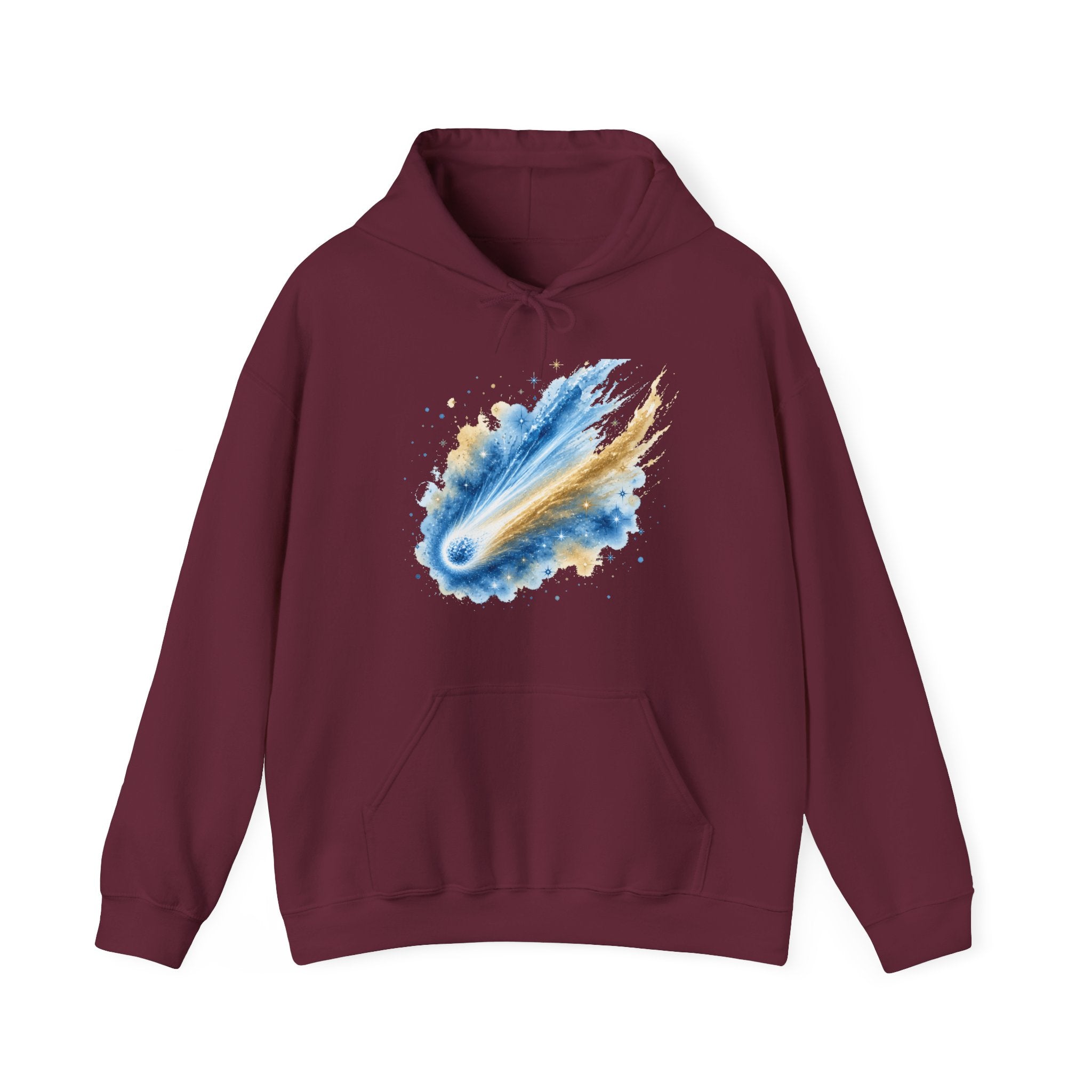 Matching Couple Sweatshirt - Comet & Asteroid Matching Couple Hooded Sweatshirt Watercolor Art His Hers Engagement Gift - Design A