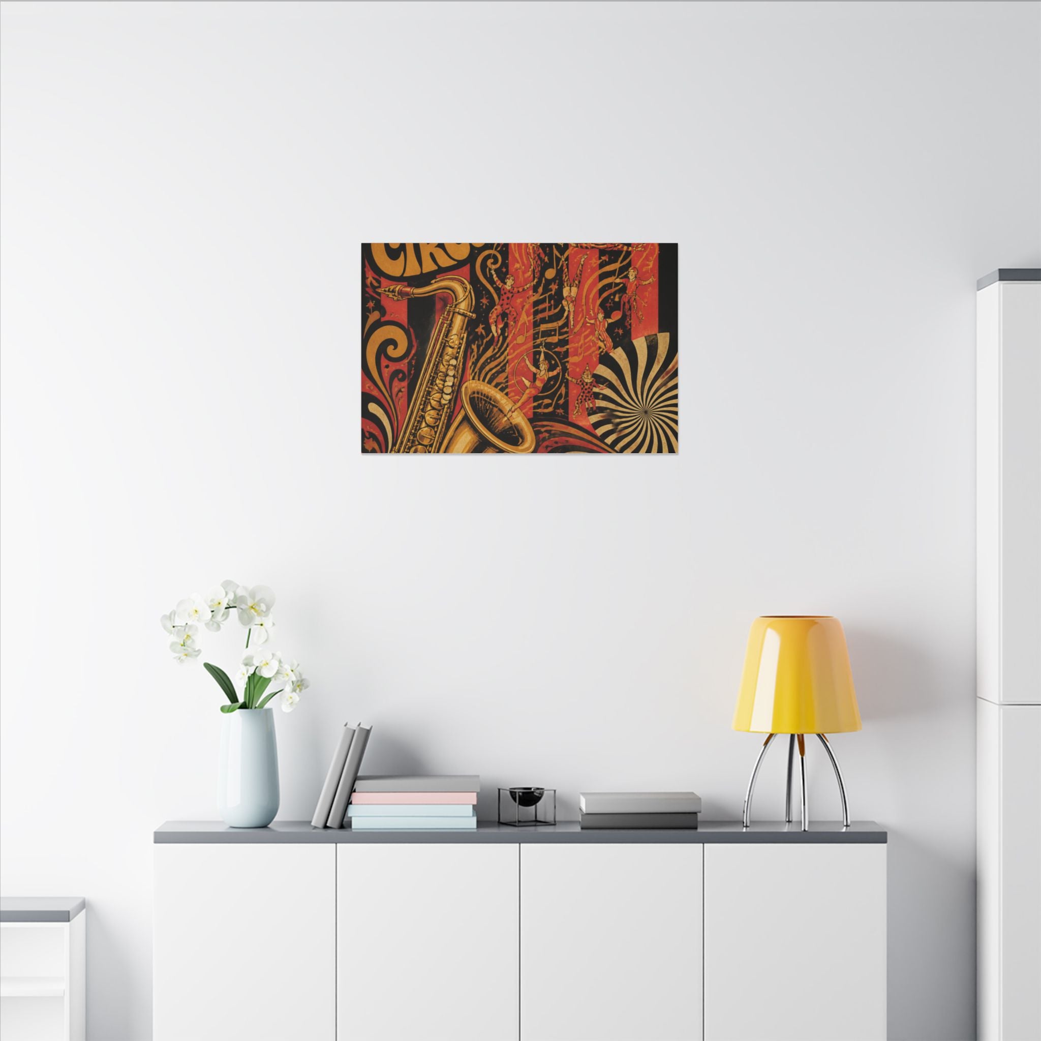 Saxophone Music Circus Wall Art Canvas 16×20 Psychedelic Cafe Decor Maximalist Print