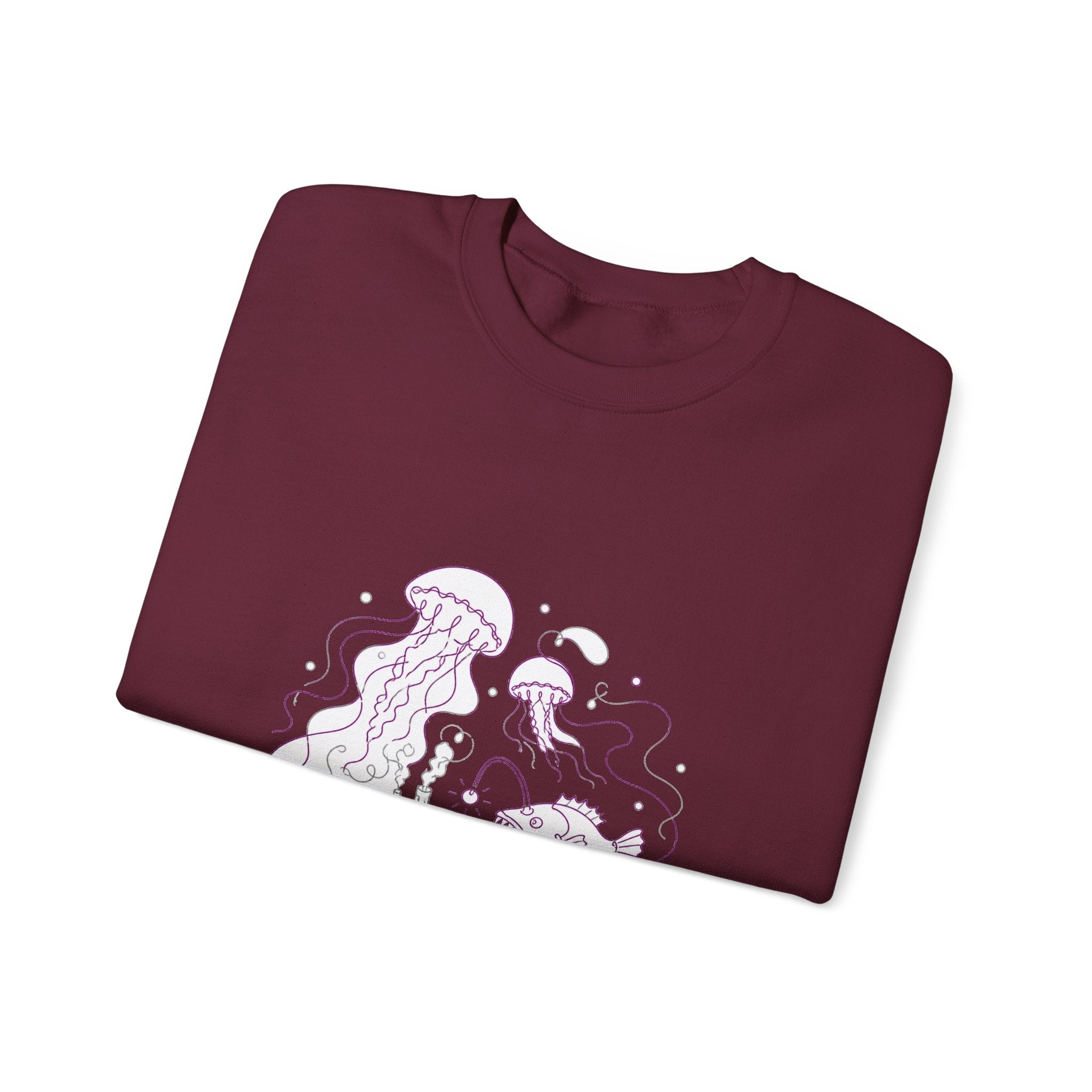 Matching Couple Sweatshirt - Coral Reef & Deep Sea Matching Couple Premium Fleece Sweatshirt Minimalist Art His Hers Christmas Gift - Design B