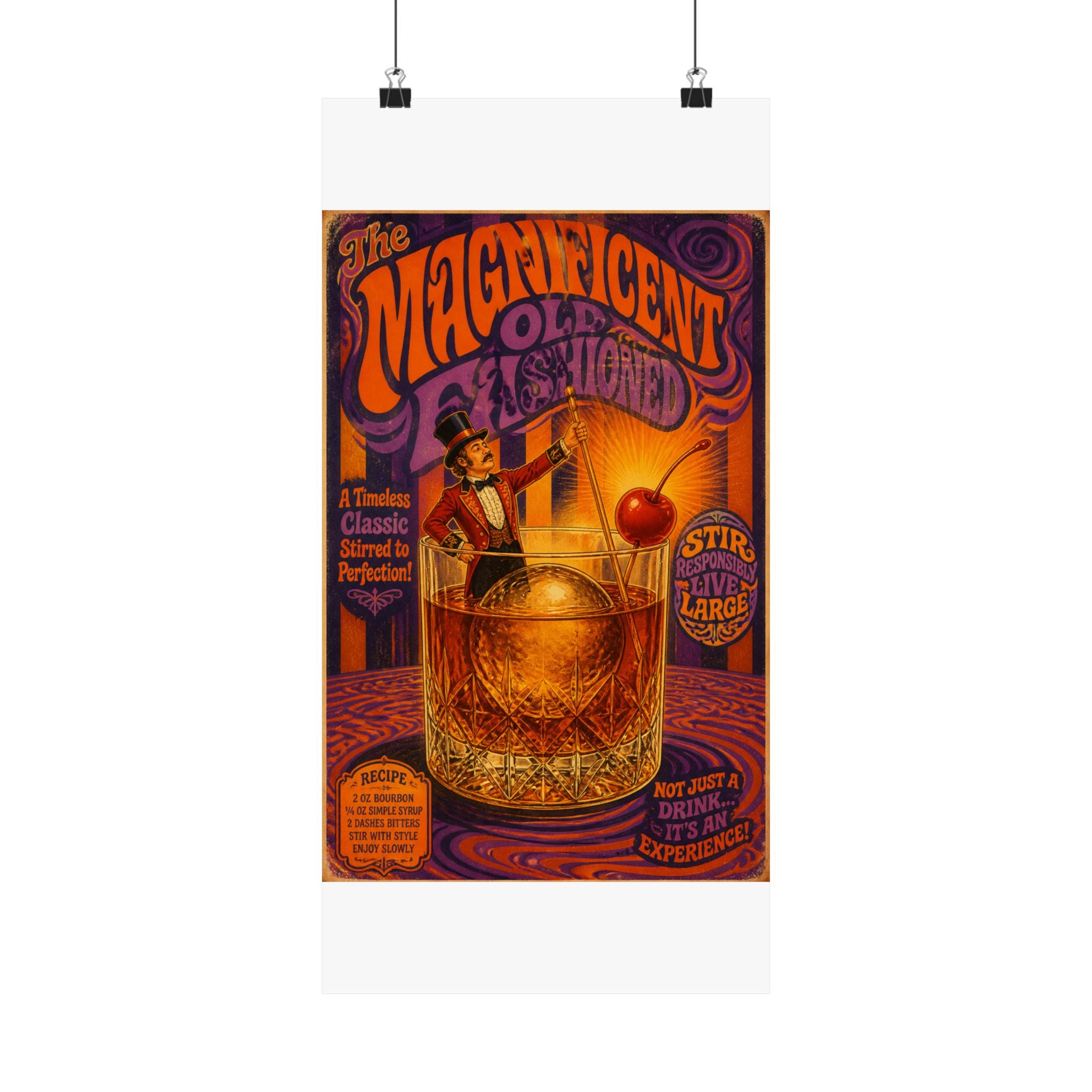Old Fashioned Ringmaster Wall Art Poster 18×24 Psychedelic Cafe Decor Maximalist Print