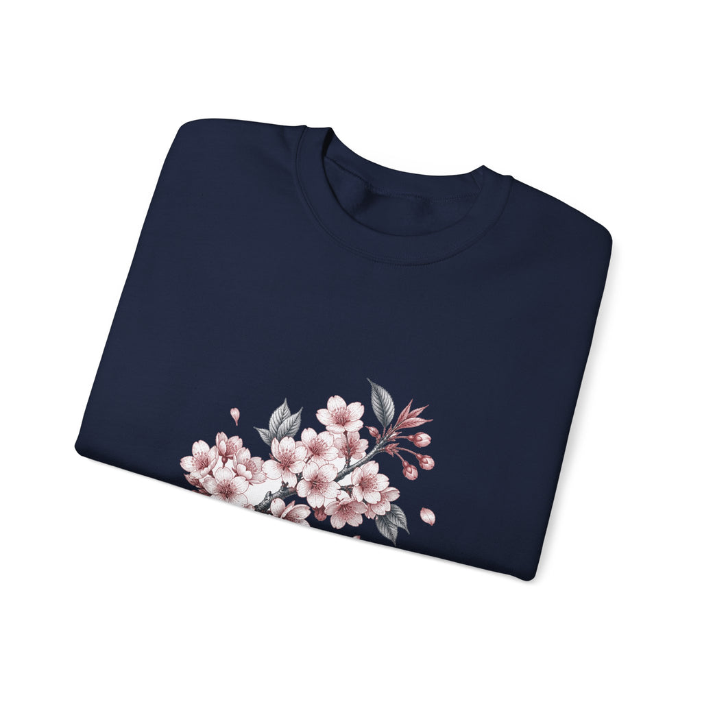 Matching Couple Sweatshirt - Cherry Blossom & Maple Leaf Matching Couple Crewneck Sweatshirt Vintage Art His Hers Wedding Gift - Design A