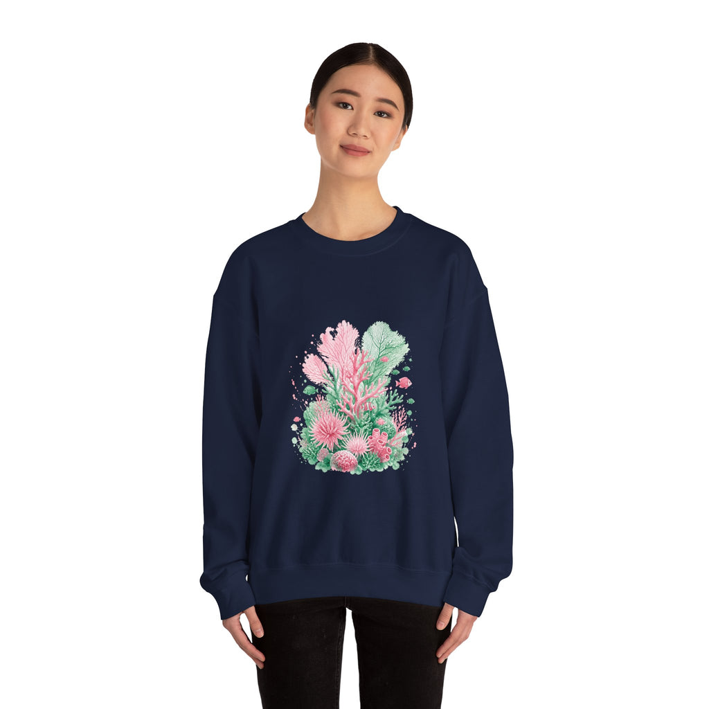 Matching Couple Sweatshirt - Coral Reef & Deep Sea Matching Couple Crewneck Sweatshirt Watercolor Art His Hers Engagement Gift - Design A