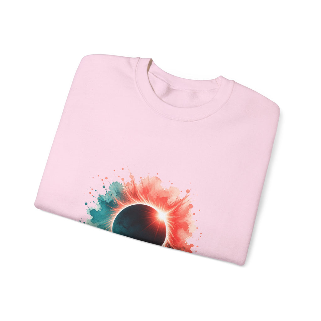 Matching Couple Sweatshirt - Solar & Lunar Eclipse Matching Couple Crewneck Sweatshirt Watercolor Art His Hers Engagement Gift - Design A