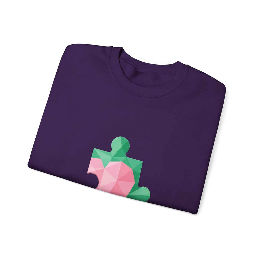 Matching Couple Sweatshirt - Puzzle Pieces Matching Couple Crewneck Sweatshirt Geometric Art His Hers Couple Gift - Design B