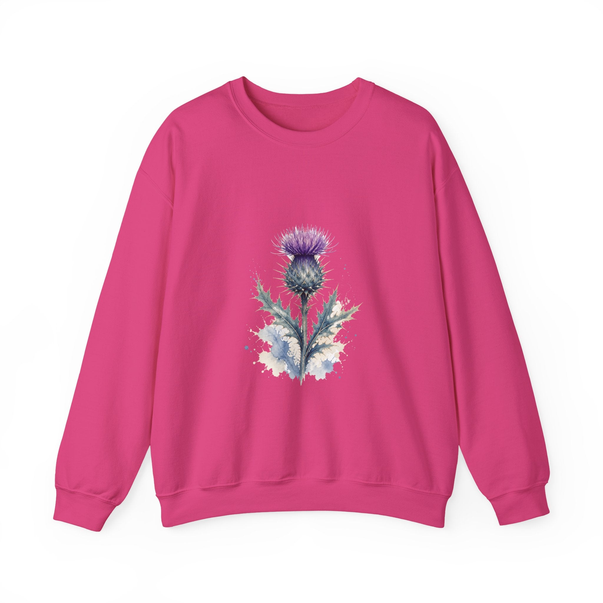 Matching Couple Sweatshirt - Lavender & Thistle Matching Couple Premium Fleece Sweatshirt Watercolor Art His Hers Birthday Gift - Design B