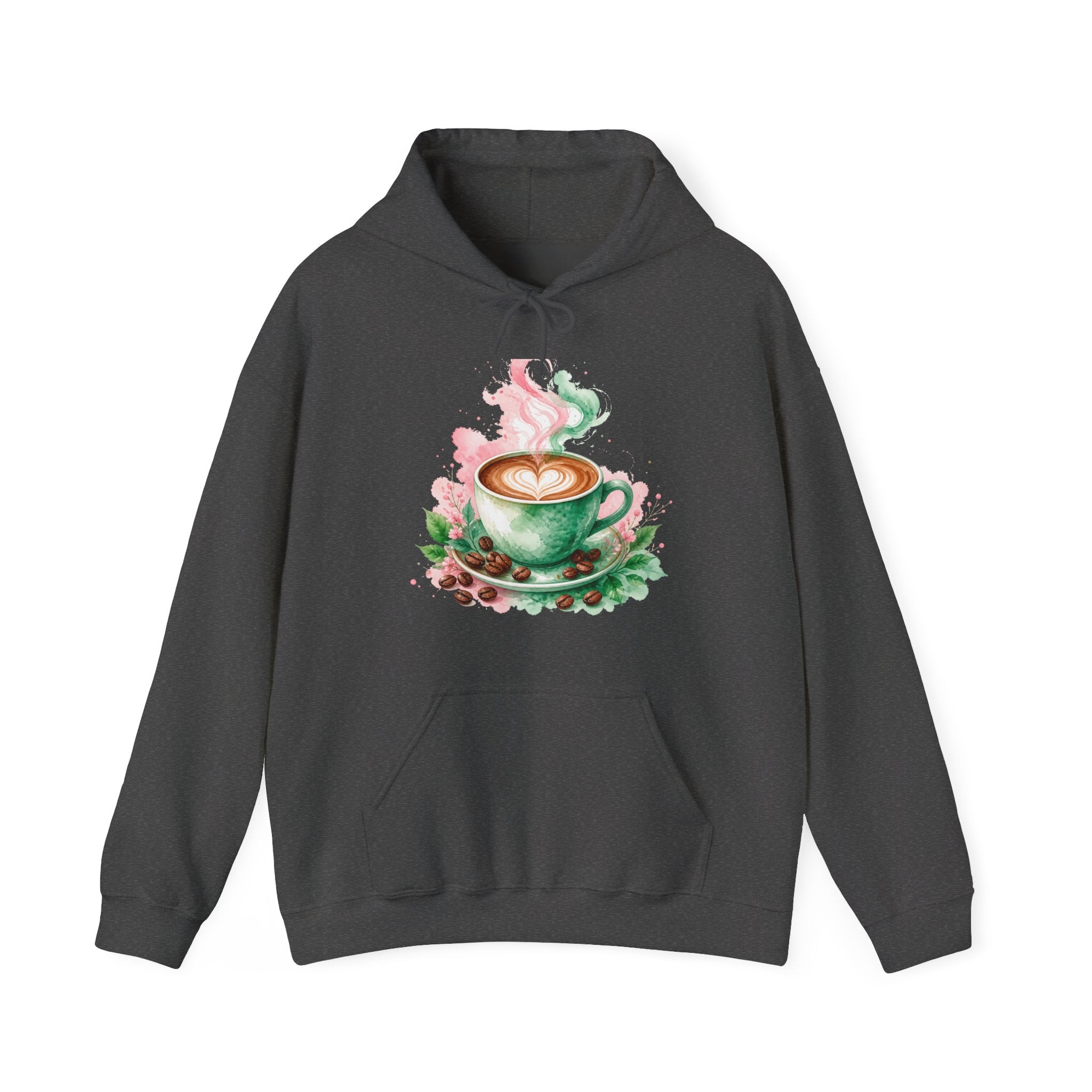 Matching Couple Sweatshirt - Coffee & Tea Matching Couple Hooded Sweatshirt Watercolor Art His Hers Engagement Gift - Design A