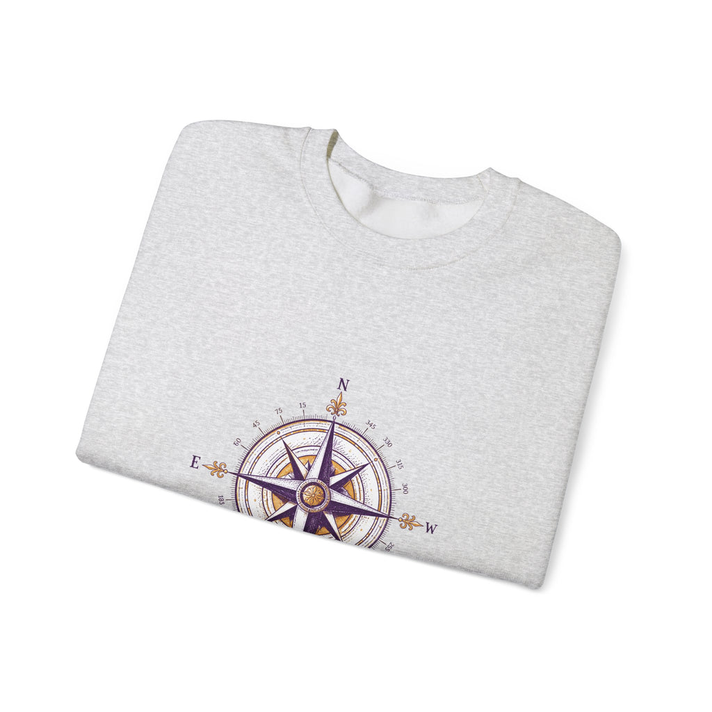 Matching Couple Sweatshirt - Compass North & South Matching Couple Comfort Colors Crew Hand-Drawn Art His Hers Anniversary Gift - Design B