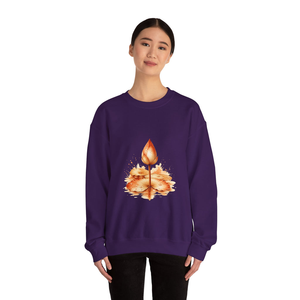 Matching Couple Sweatshirt - Open & Closed Lotus Matching Couple Comfort Colors Crew Watercolor Art His Hers Birthday Gift - Design B