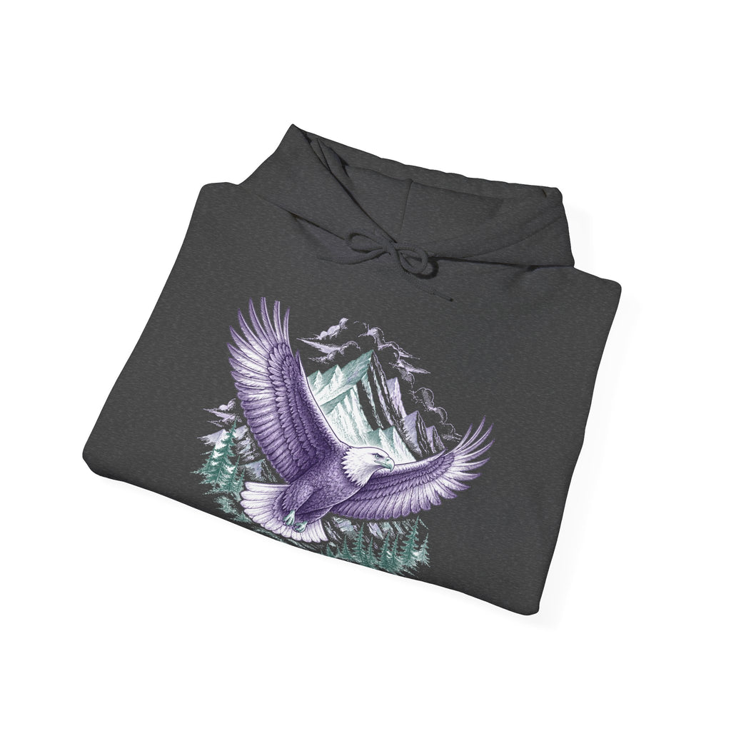 Matching Couple Sweatshirt - Eagle & Whale Matching Couple Hooded Sweatshirt Hand-Drawn Art His Hers Best Friend Gift - Design A
