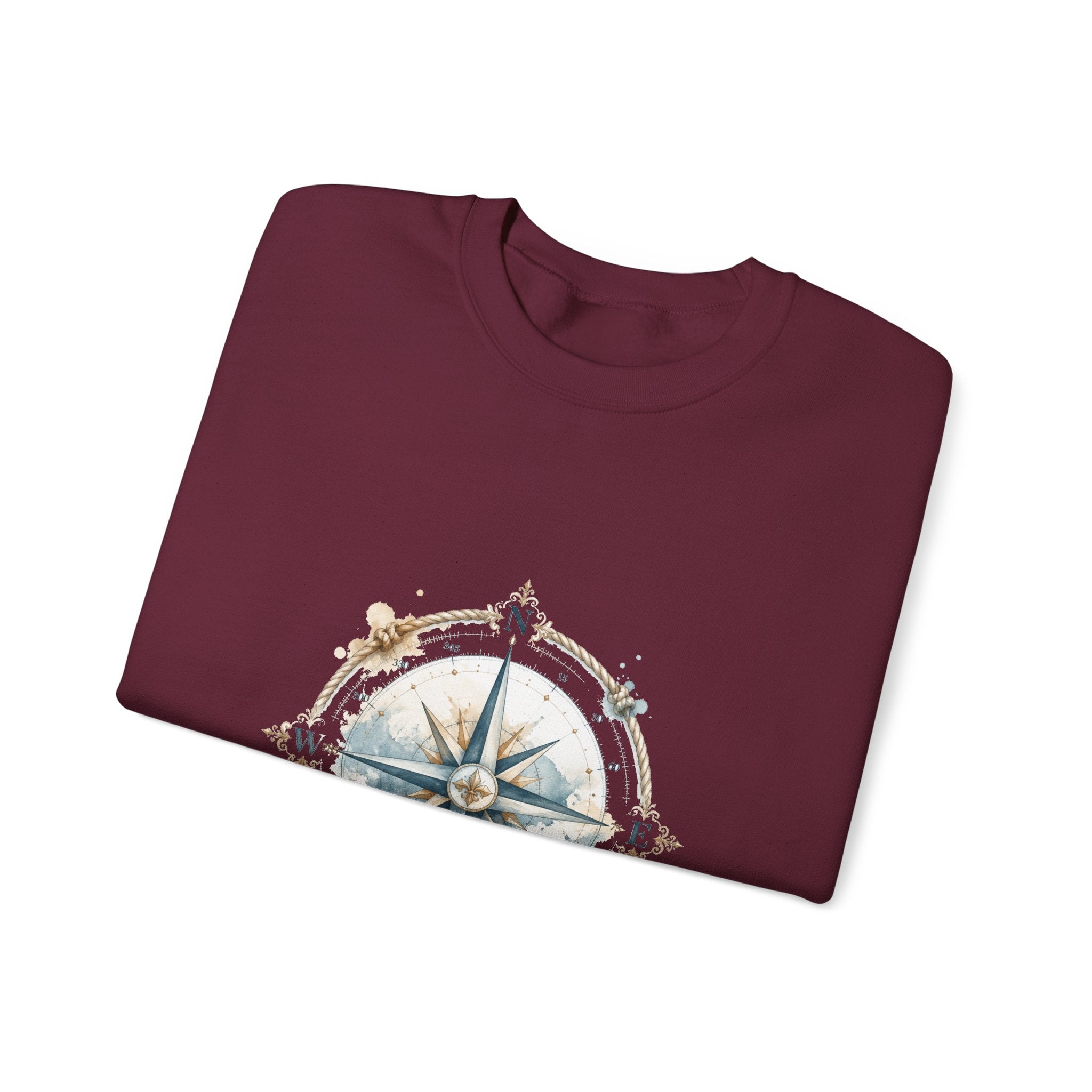 Matching Couple Sweatshirt - Compass North & South Matching Couple Crewneck Sweatshirt Watercolor Art His Hers Engagement Gift - Design A