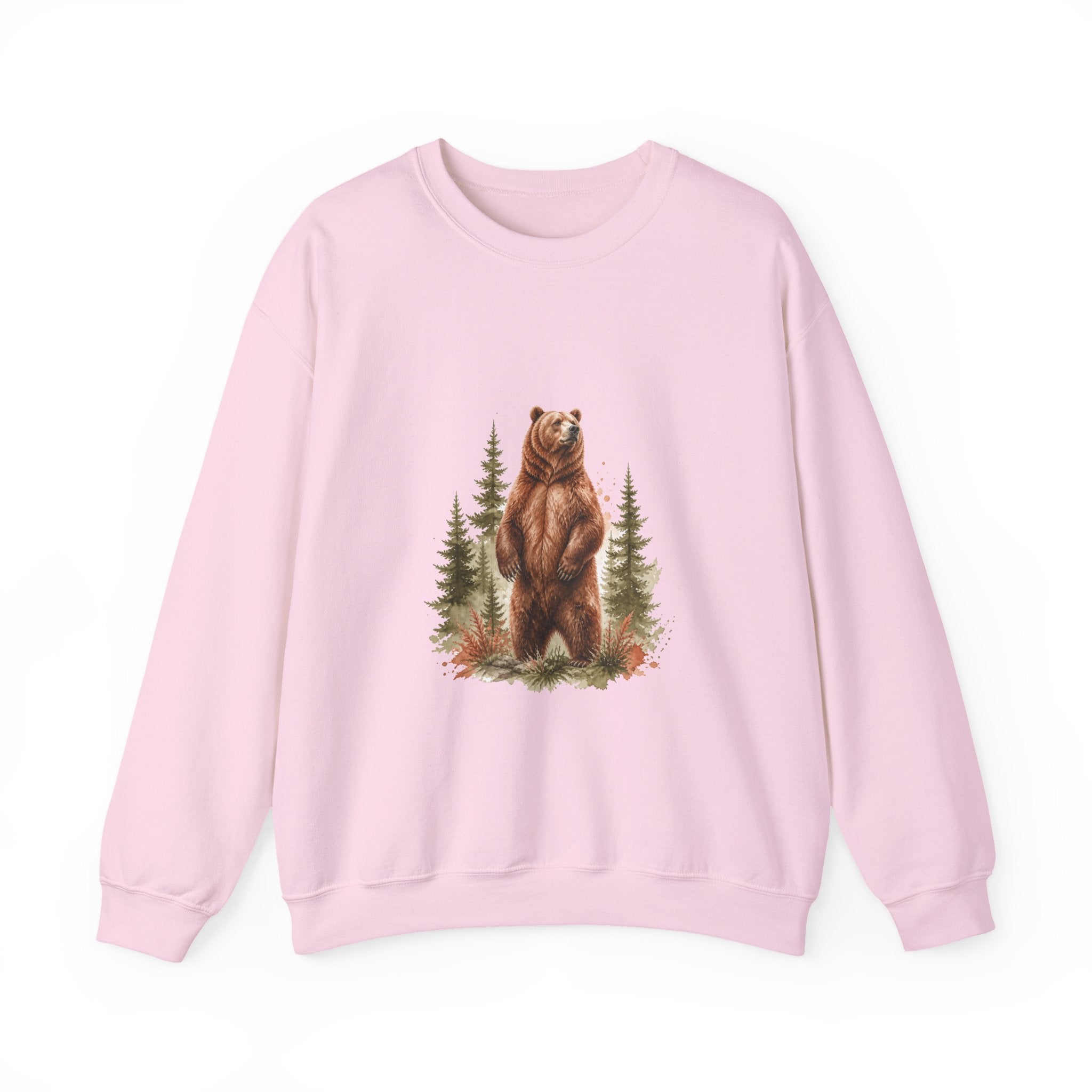 Matching Couple Sweatshirt - Bear & Deer Matching Couple Crewneck Sweatshirt Watercolor Art His Hers Engagement Gift - Design A