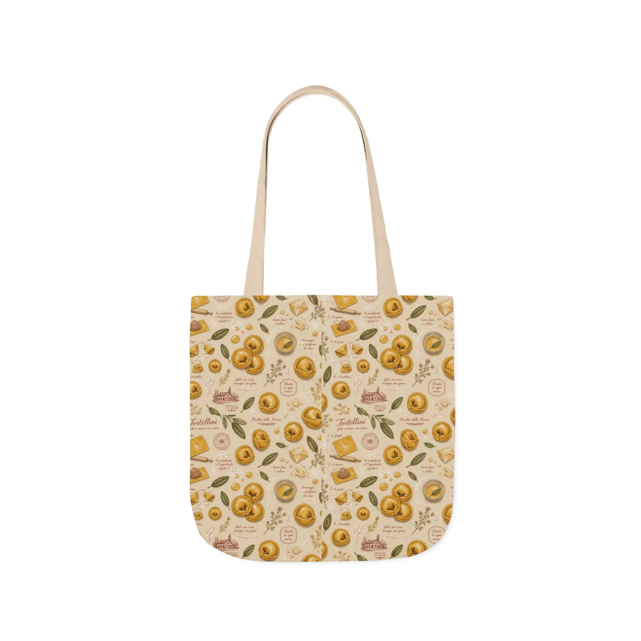 Tortellini with Sage Canvas Tote Bag Mediterranean Kitchen Botanical Design Italian Cottagecore Gift