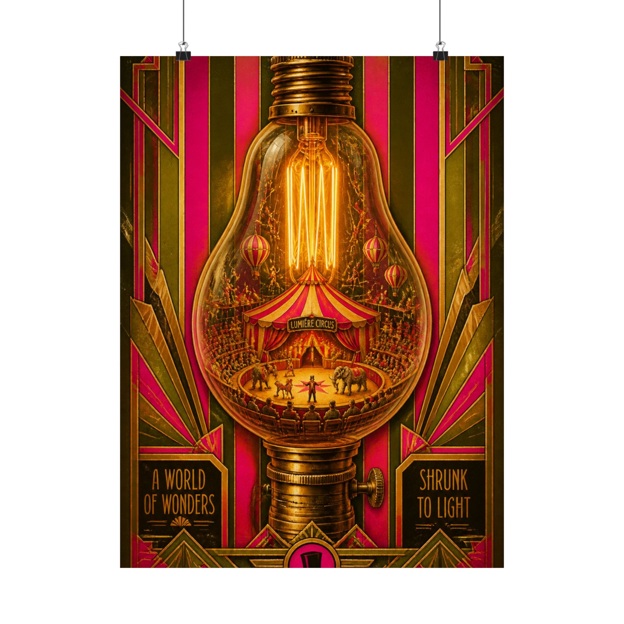 Light Bulb Circus Wall Art Poster 18×24 Art Deco Entryway Decor Maximalist Print