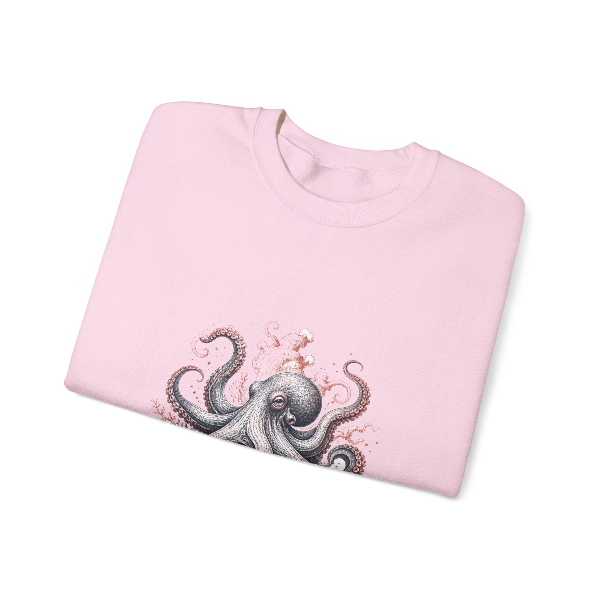 Matching Couple Sweatshirt - Octopus & Jellyfish Matching Couple Crewneck Sweatshirt Hand-Drawn Art His Hers Best Friend Gift - Design A