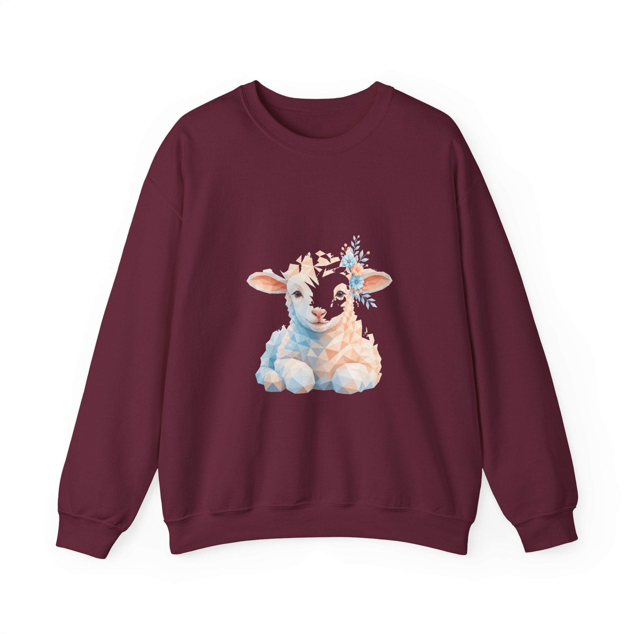 Matching Couple Sweatshirt - Lion & Lamb Matching Couple Premium Fleece Sweatshirt Geometric Art His Hers Love Gift - Design B