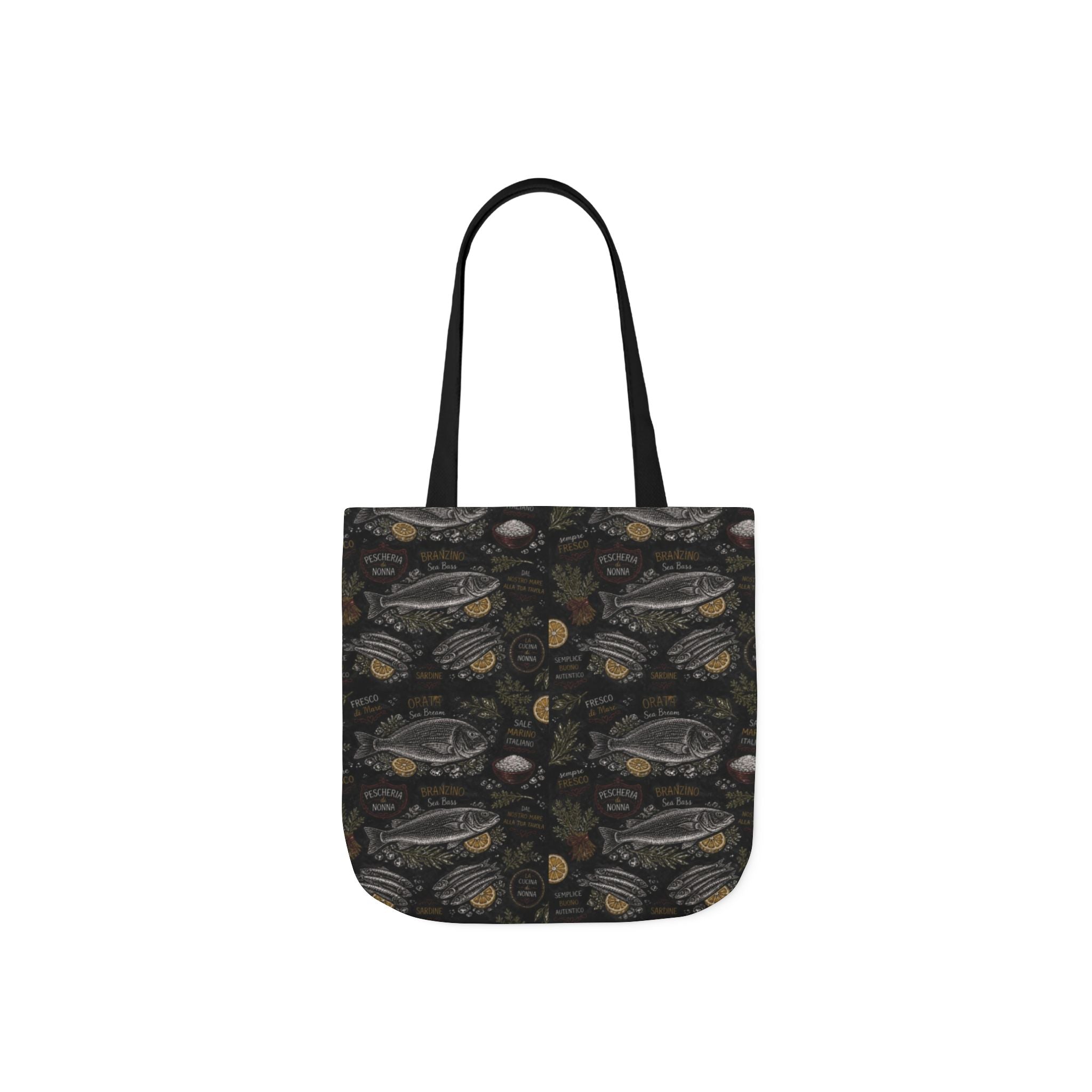 Mediterranean Fish Canvas Tote Bag Mediterranean Kitchen Chalk Art Design Italian Cottagecore Gift