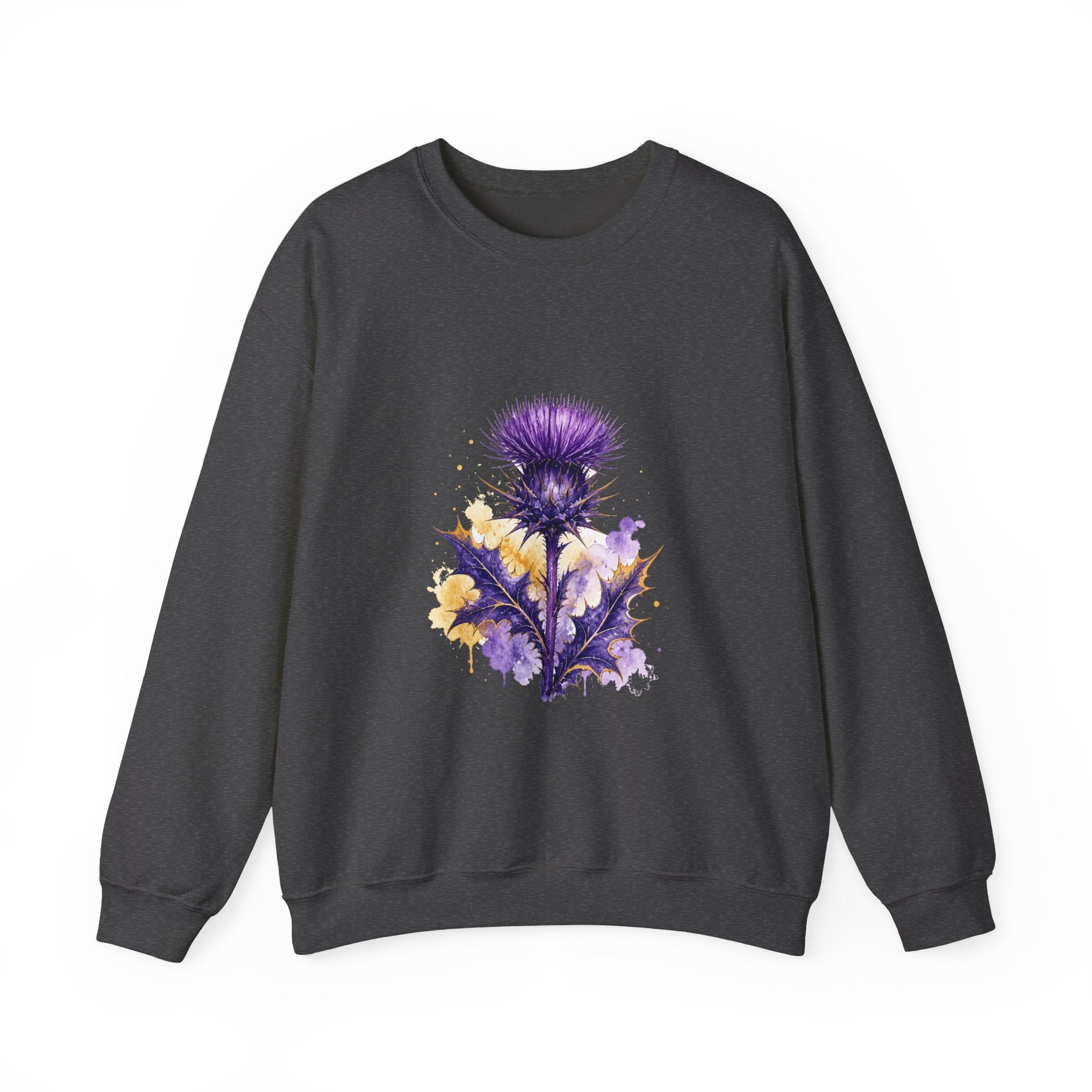 Matching Couple Sweatshirt - Lavender & Thistle Matching Couple Crewneck Sweatshirt Watercolor Art His Hers Engagement Gift - Design B