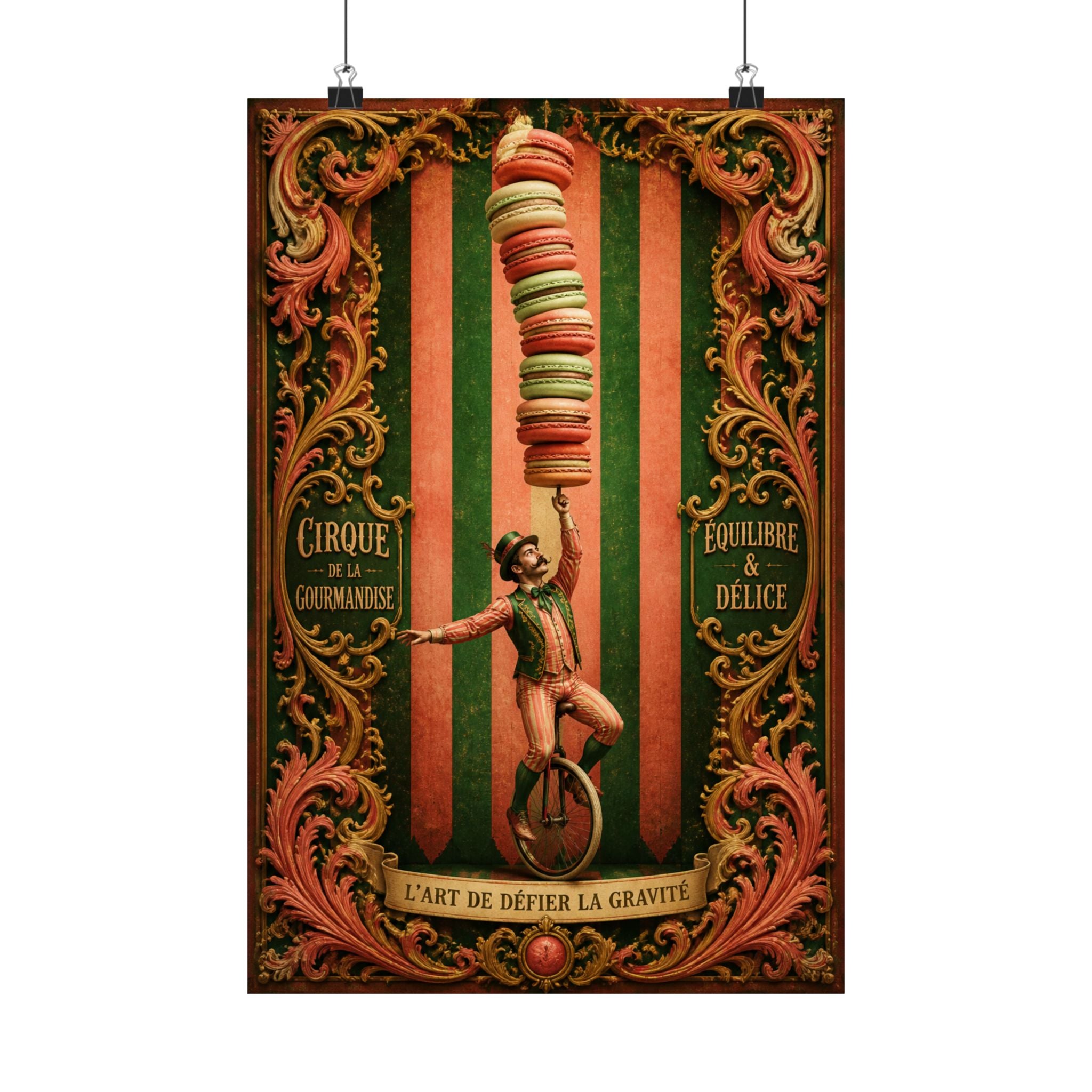 Macaron Balancing Tower Wall Art Poster 18×24 Baroque Home Office Decor Maximalist Print