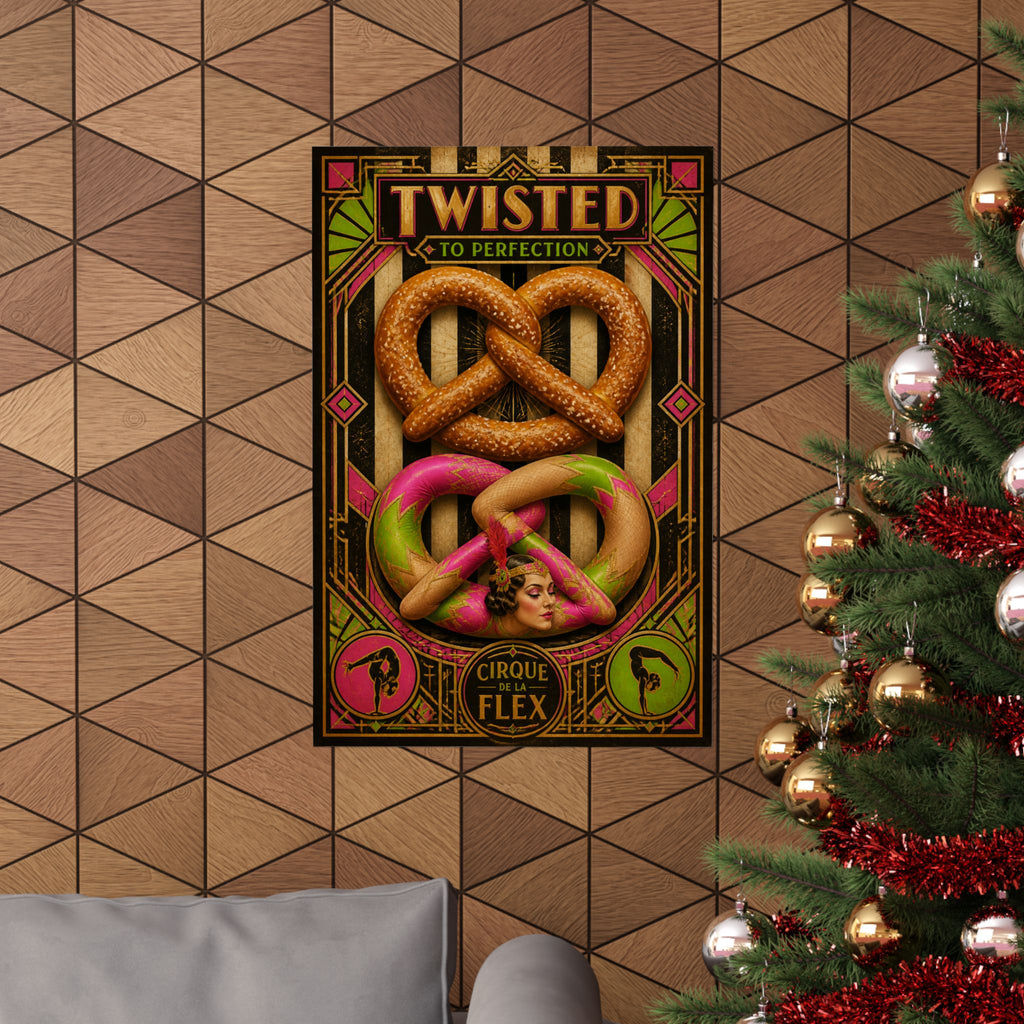 Pretzel Contortionist Wall Art Poster 24×36 Art Deco Bar Area Decor Maximalist Print